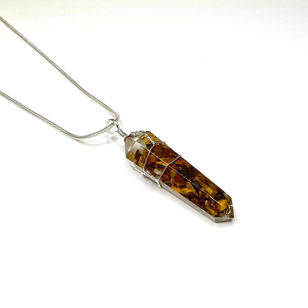 Tigers Eye in Orgonite Coil Wrapped Pendant Necklace