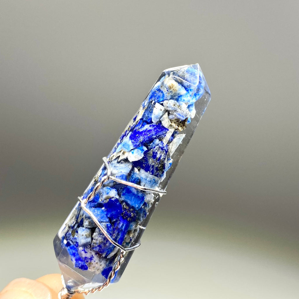 Lapis Lazuli in Orgonite Wire Wrapped Pendant Necklace