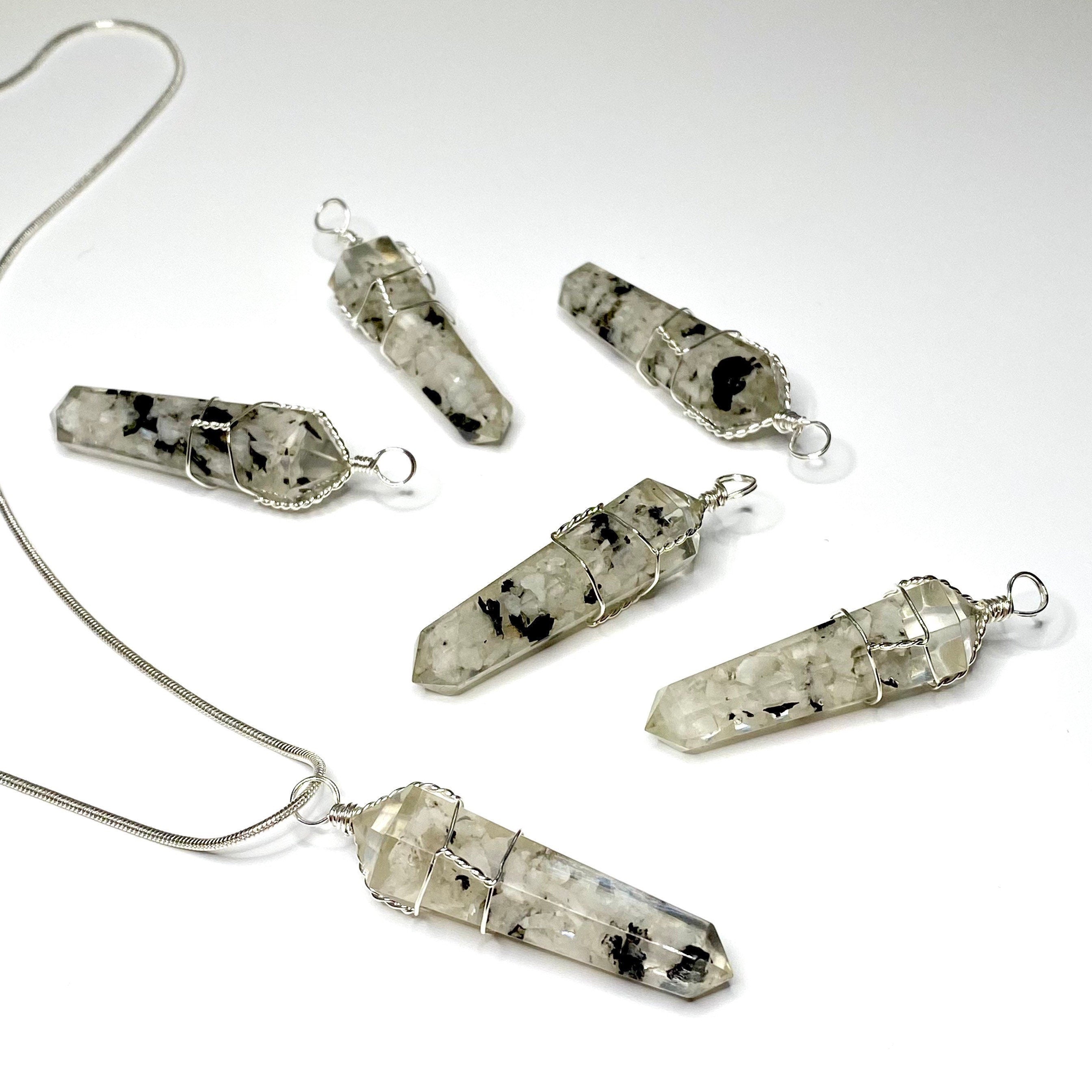 Moonstone in Orgonite Wire Wrapped Pendant Necklace