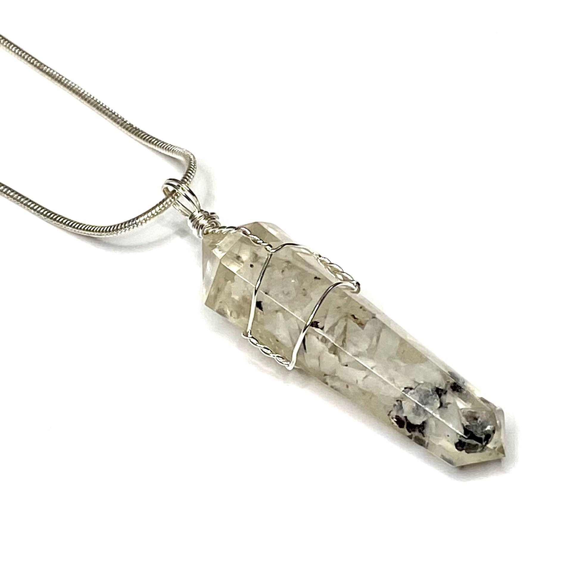Moonstone in Orgonite Wire Wrapped Pendant Necklace