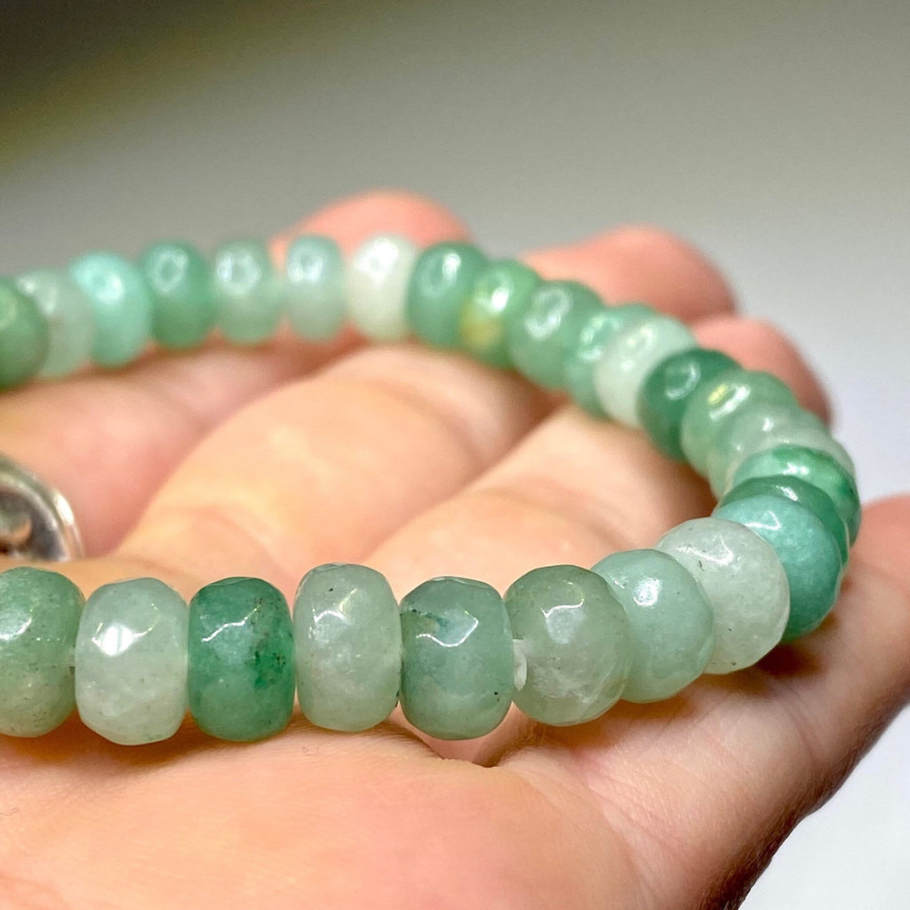 Green Aventurine Crystal Bracelet: Faceted Rondelle Beaded Bracelet