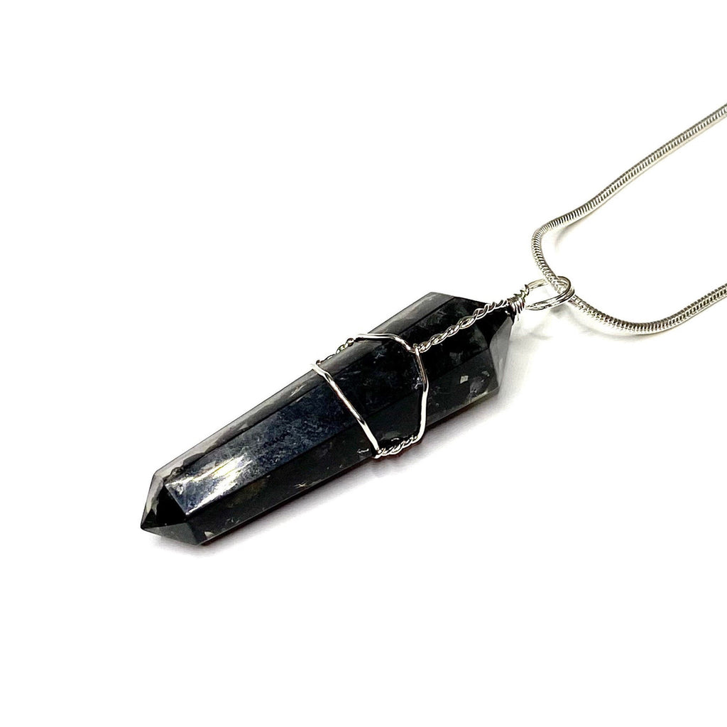 Shungite in Orgonite Wire Wrapped Pendant Necklace