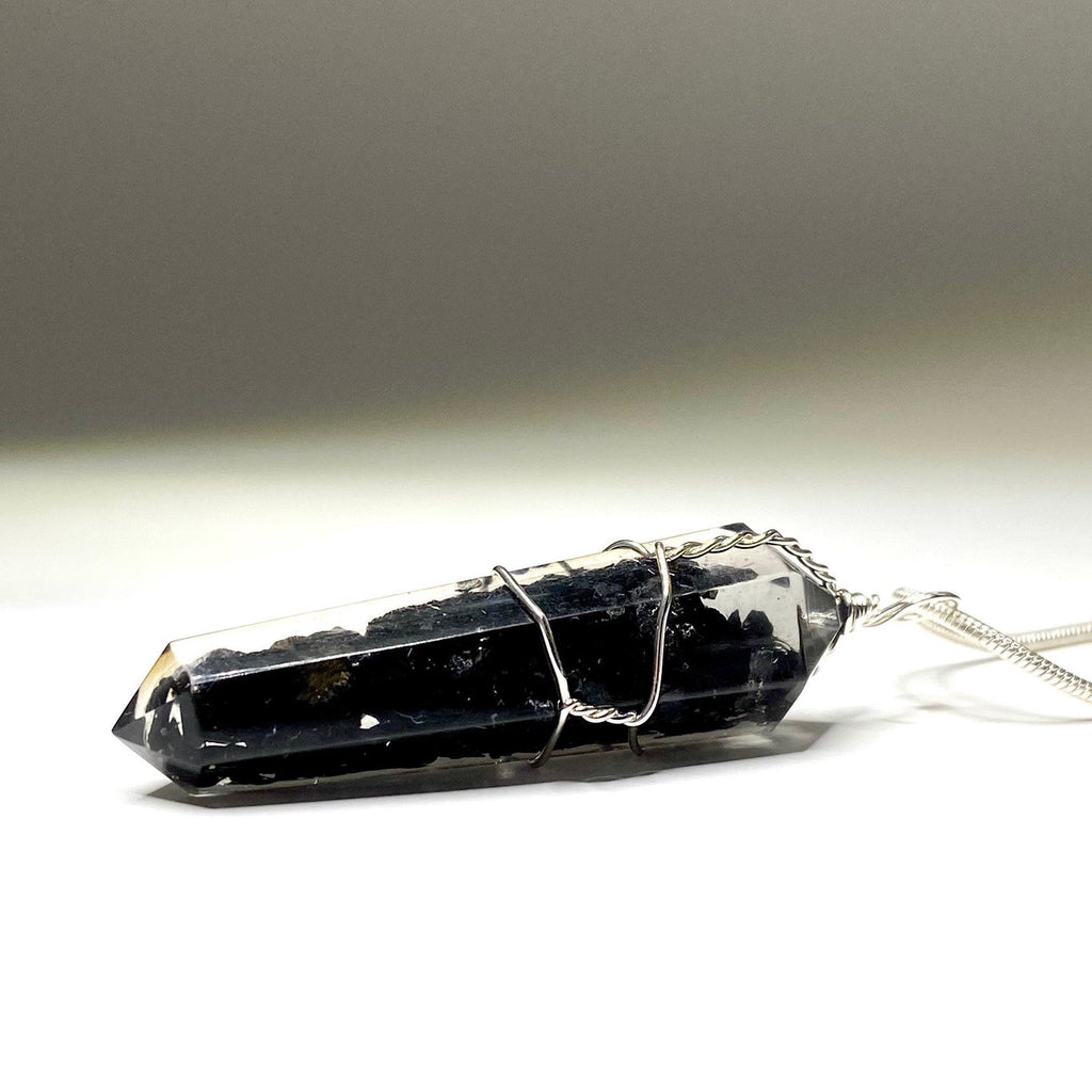 Shungite in Orgonite Wire Wrapped Pendant Necklace
