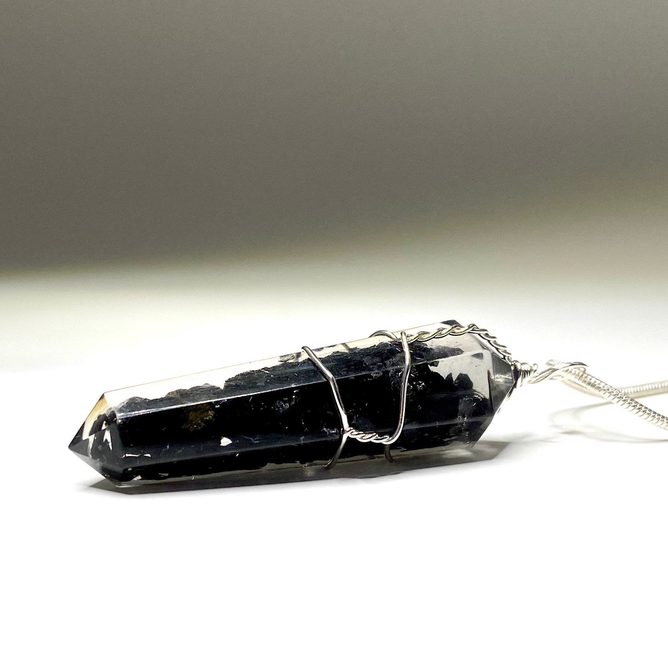 Shungite in Orgonite Wire Wrapped Pendant Necklace