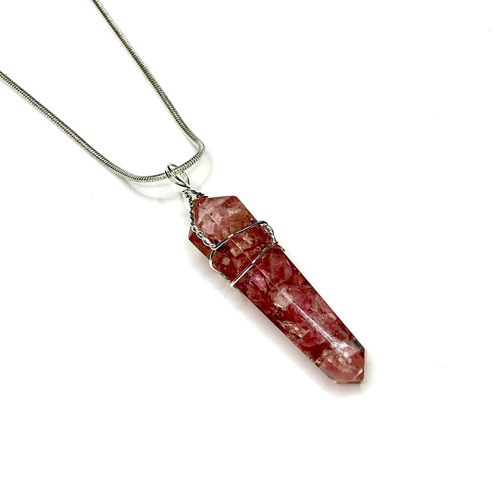 Pink Tourmaline in Orgonite Wire Wrapped Pendant Necklace