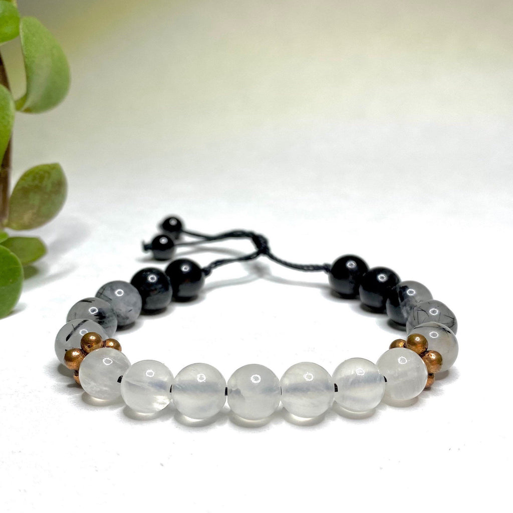 Black Tourmaline and Selenite Crystal Bracelet