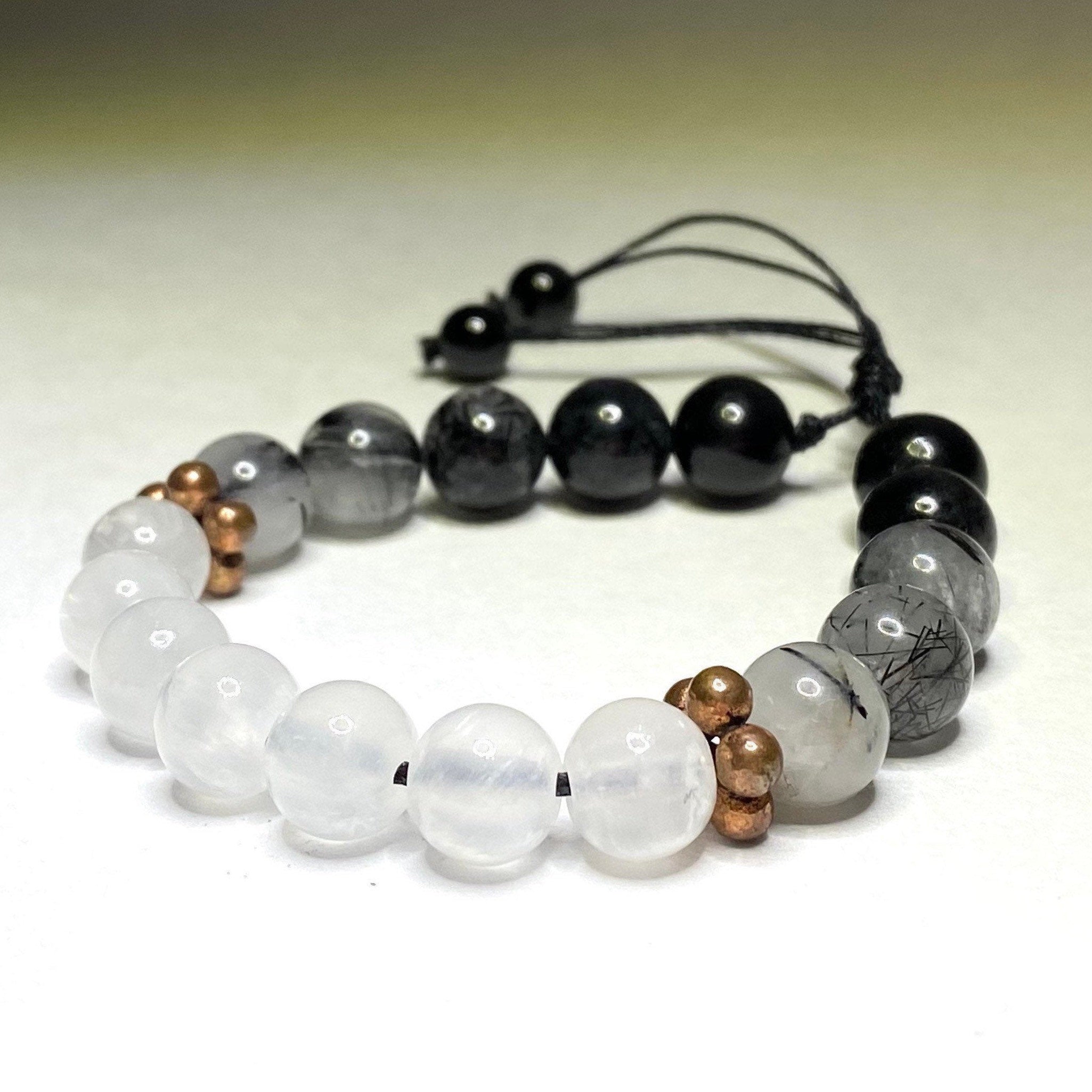 Black Tourmaline and Selenite Crystal Bracelet