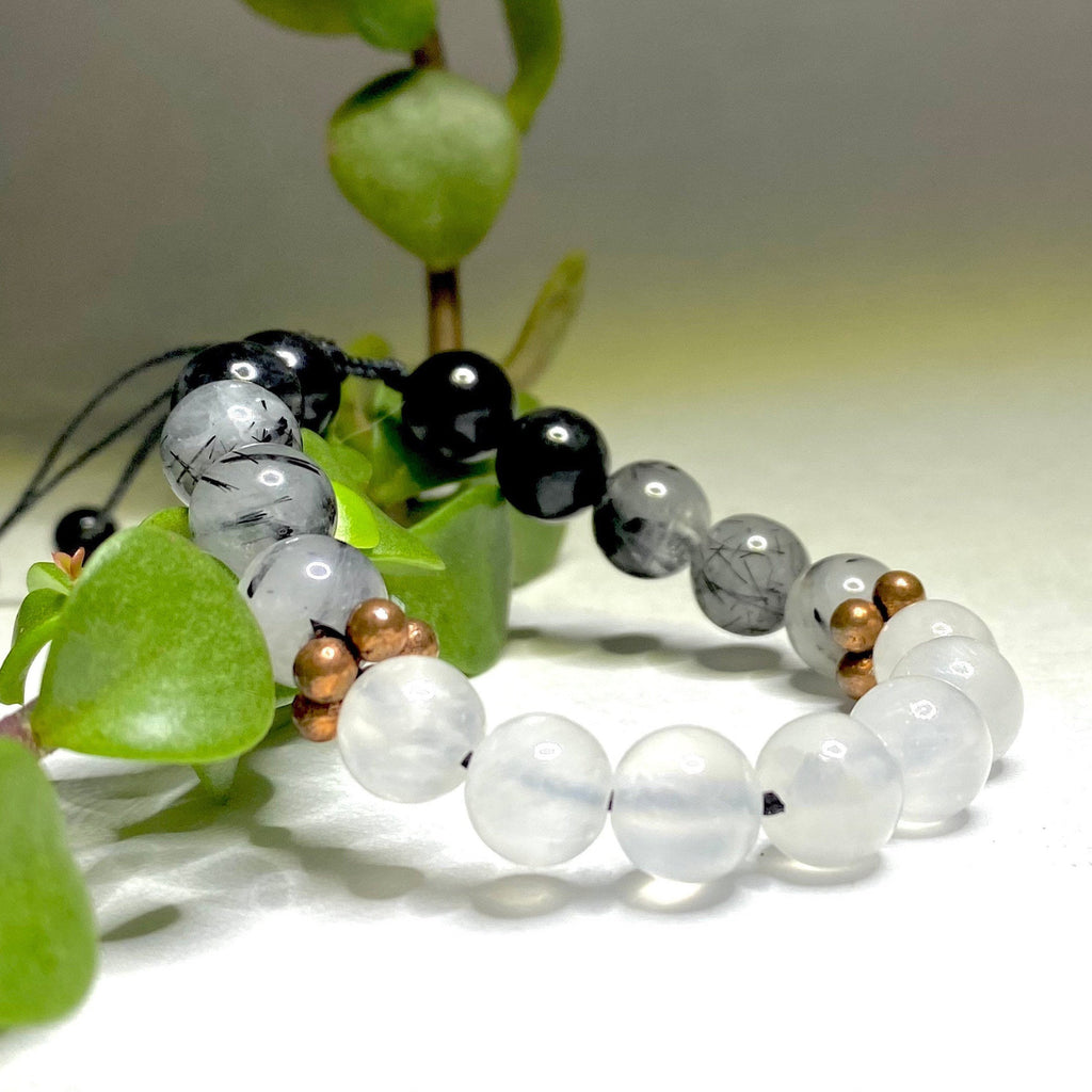 Black Tourmaline and Selenite Crystal Bracelet