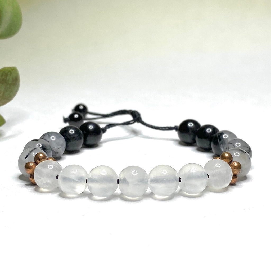 Black Tourmaline and Selenite Crystal Bracelet