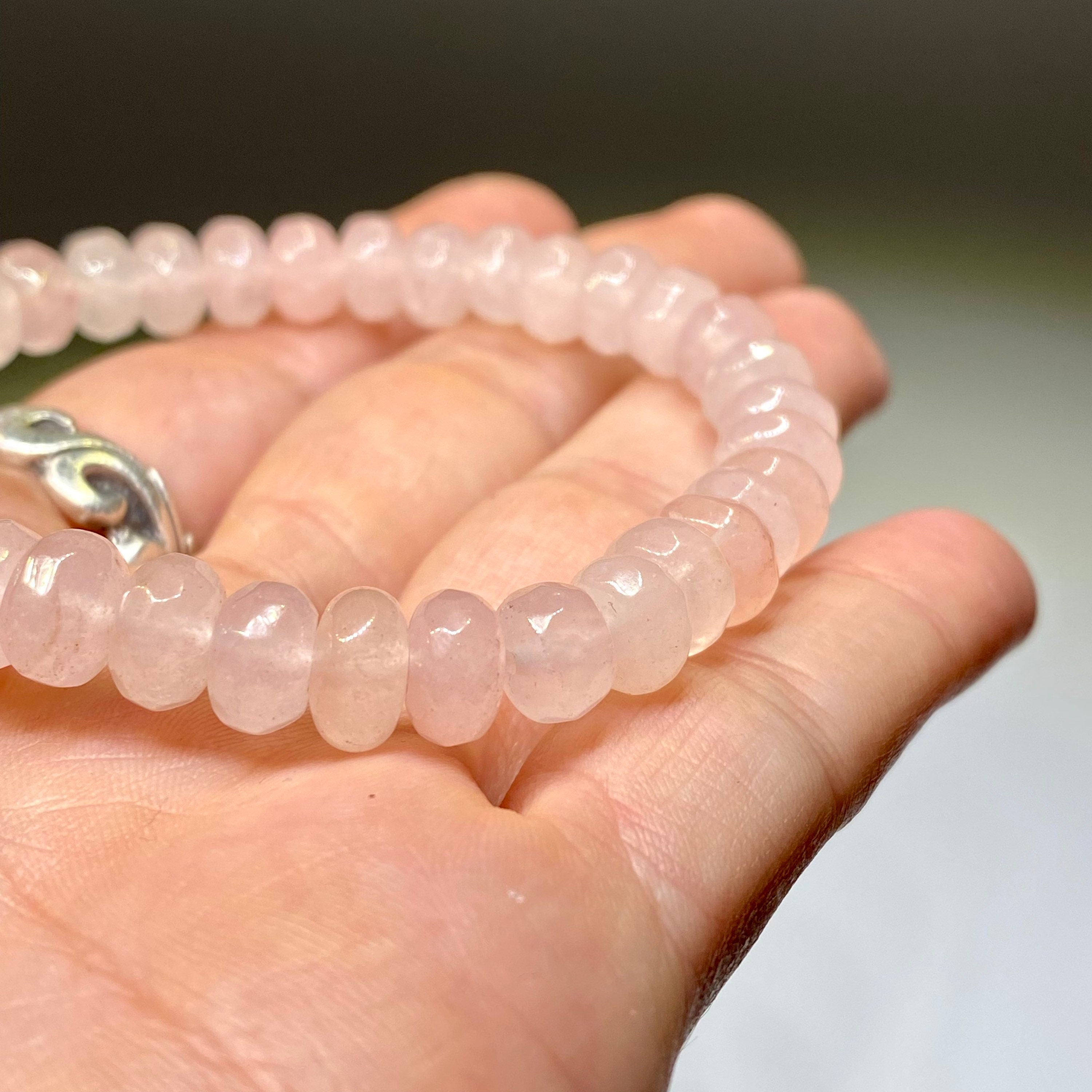 Rose Quartz Rondelle Crystal Bracelet
