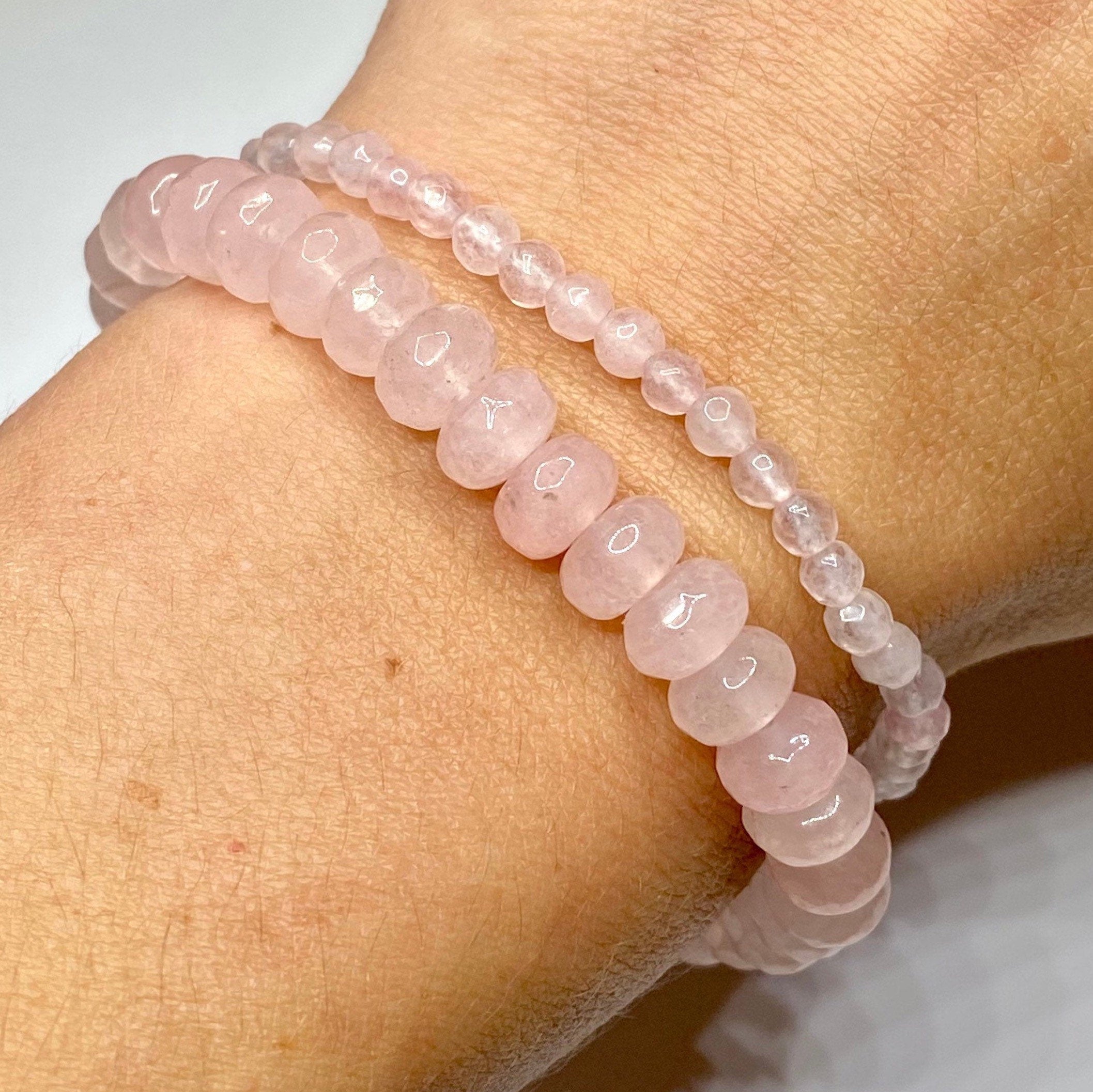Rose Quartz Rondelle Crystal Bracelet