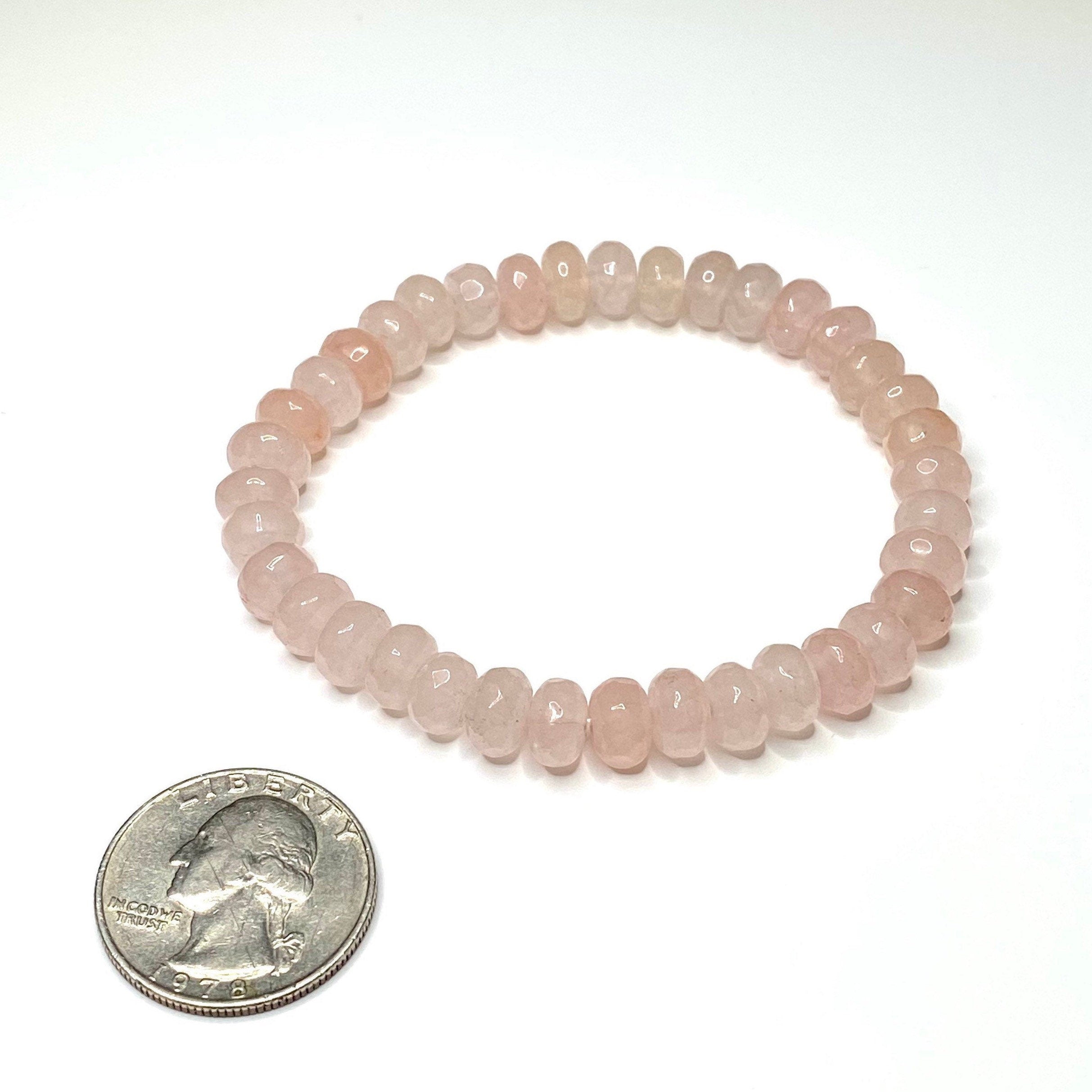 Rose Quartz Rondelle Crystal Bracelet