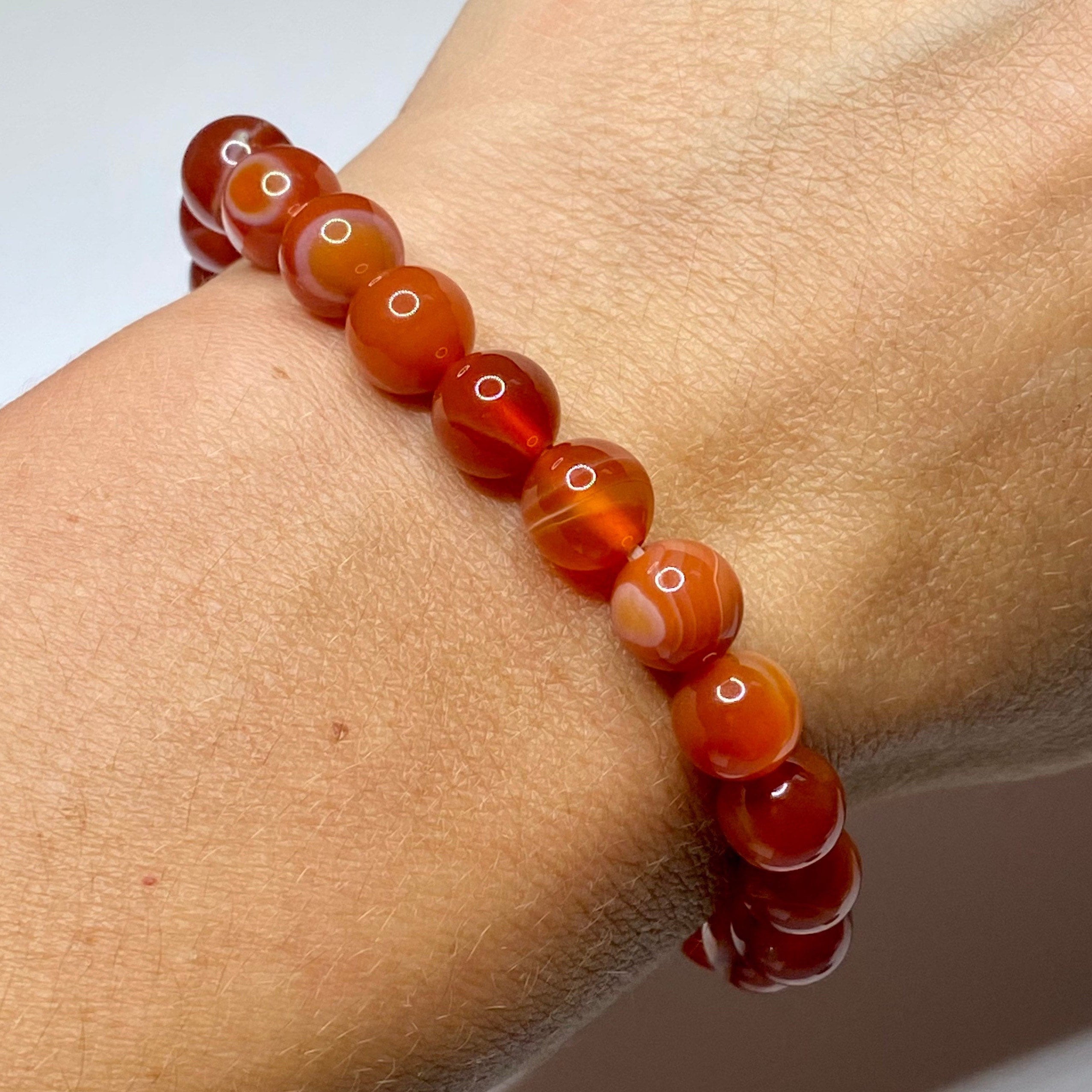 Carnelian Crystal Bracelet: Handmade Gemstone Beaded Bracelet