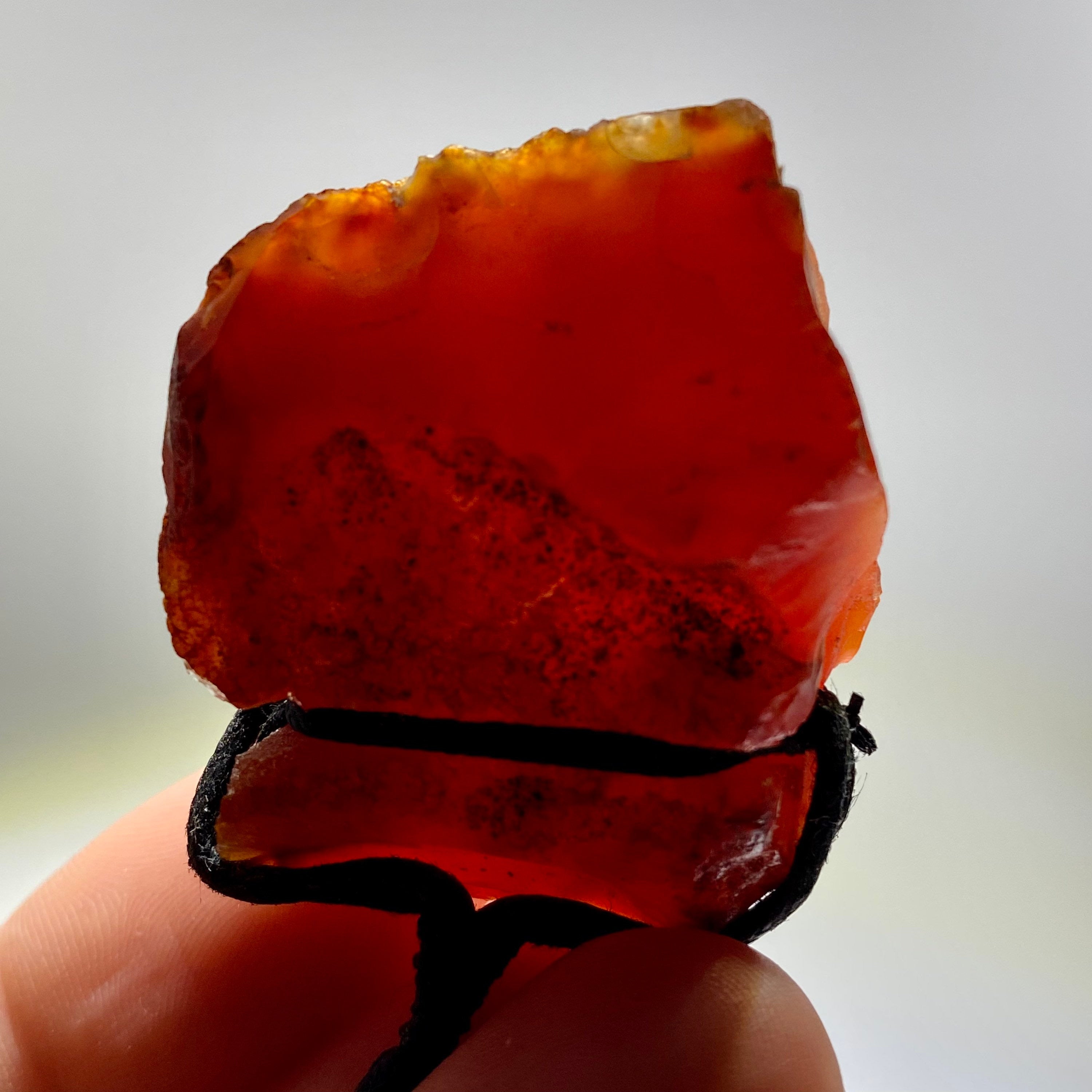 Carnelian Crystal Pendant Necklace: Raw Gemstone Cord Necklace