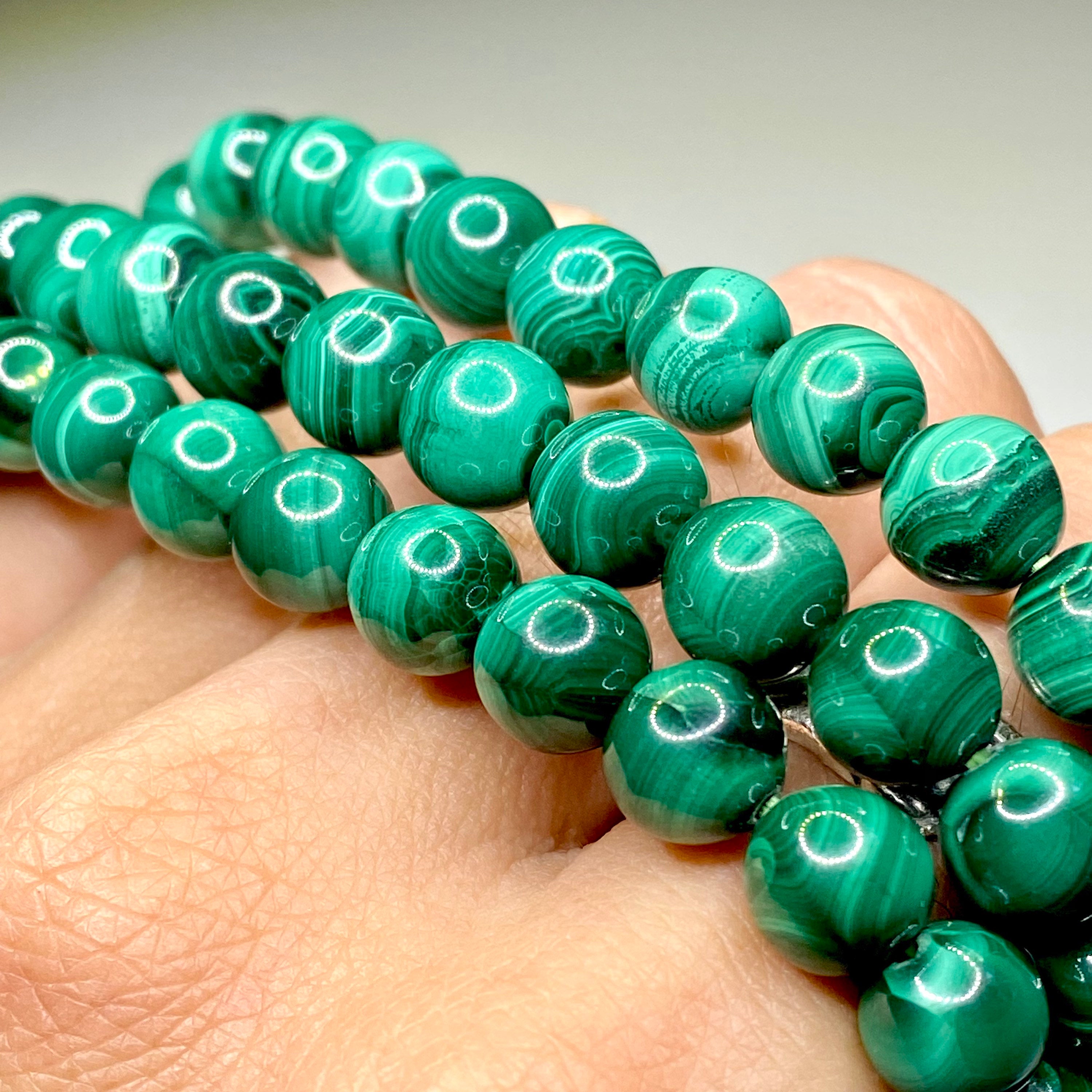 Malachite Crystal Bracelet: Handmade Gemstone Beaded Bracelet
