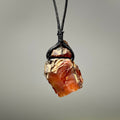 Carnelian Crystal Pendant Necklace: Raw Gemstone Cord Necklace