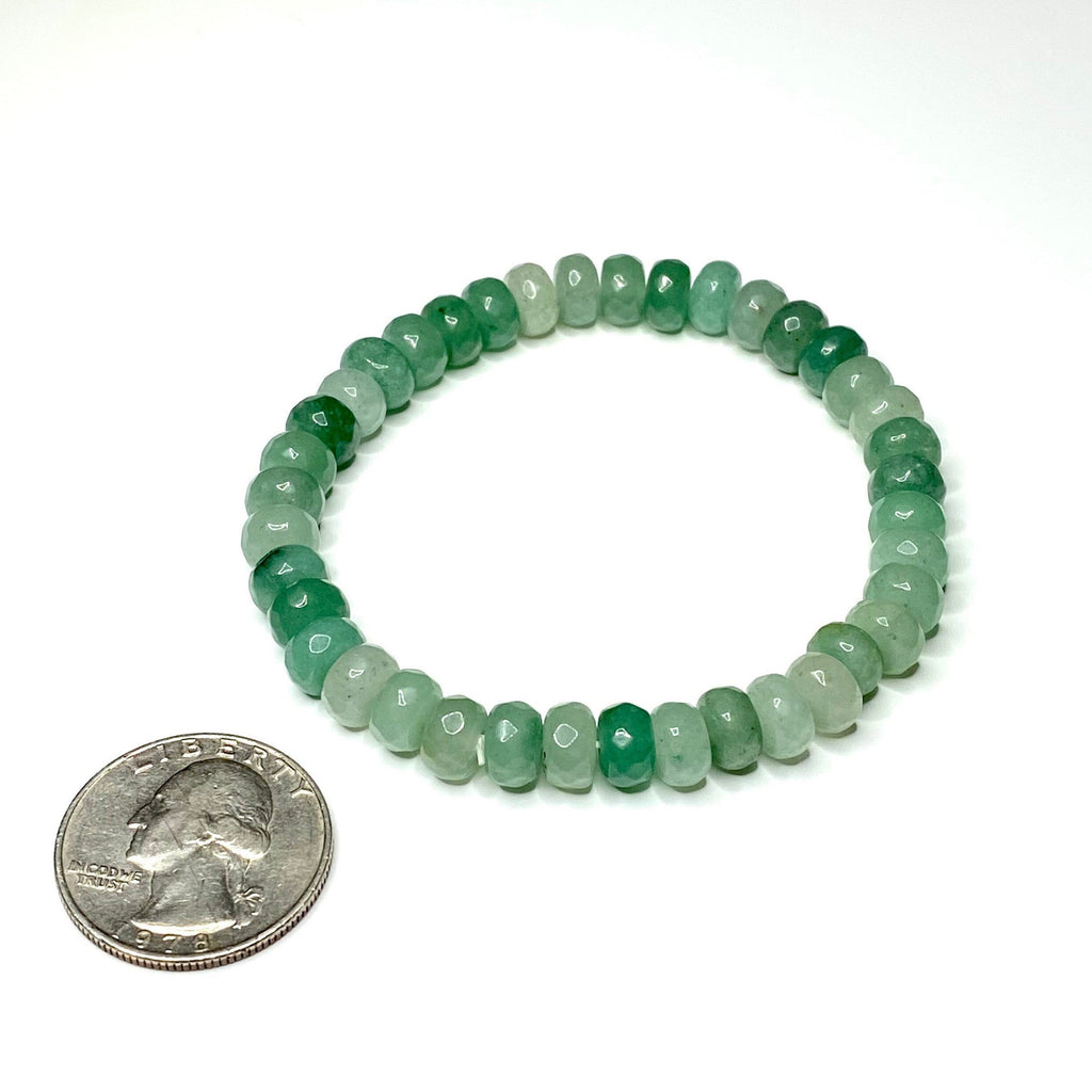 Green Aventurine Crystal Bracelet: Faceted Rondelle Beaded Bracelet