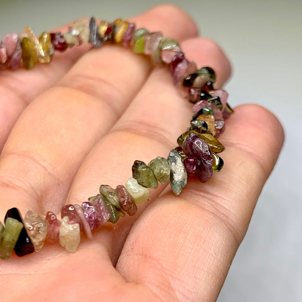 Watermelon Tourmaline Crystal Chips Bracelet