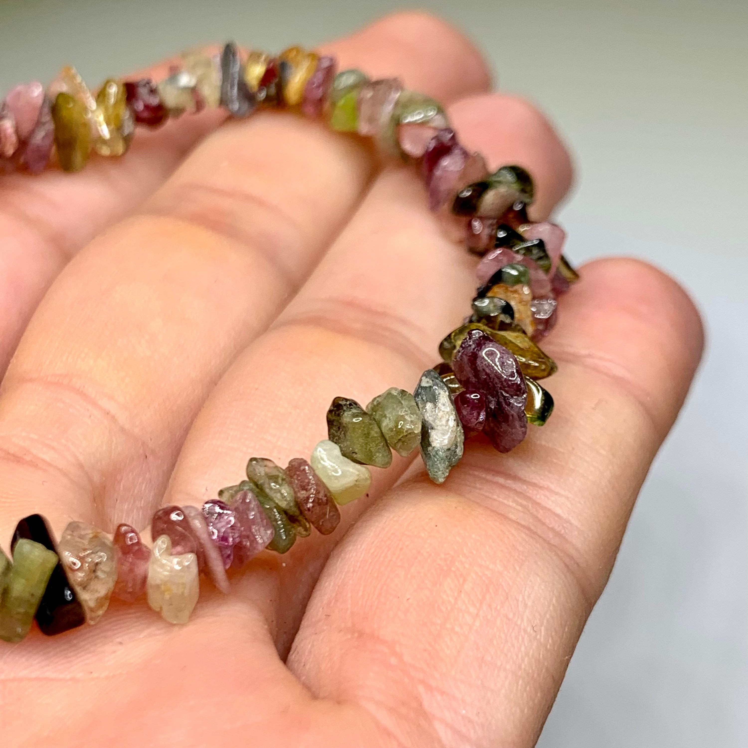 Watermelon Tourmaline Crystal Chips Bracelet