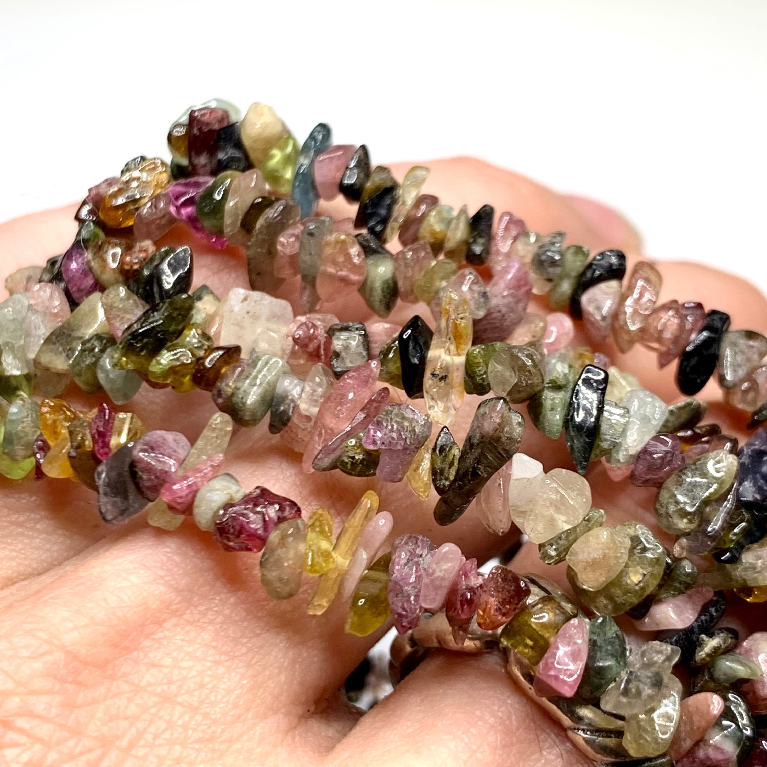 Watermelon Tourmaline Crystal Chips Bracelet