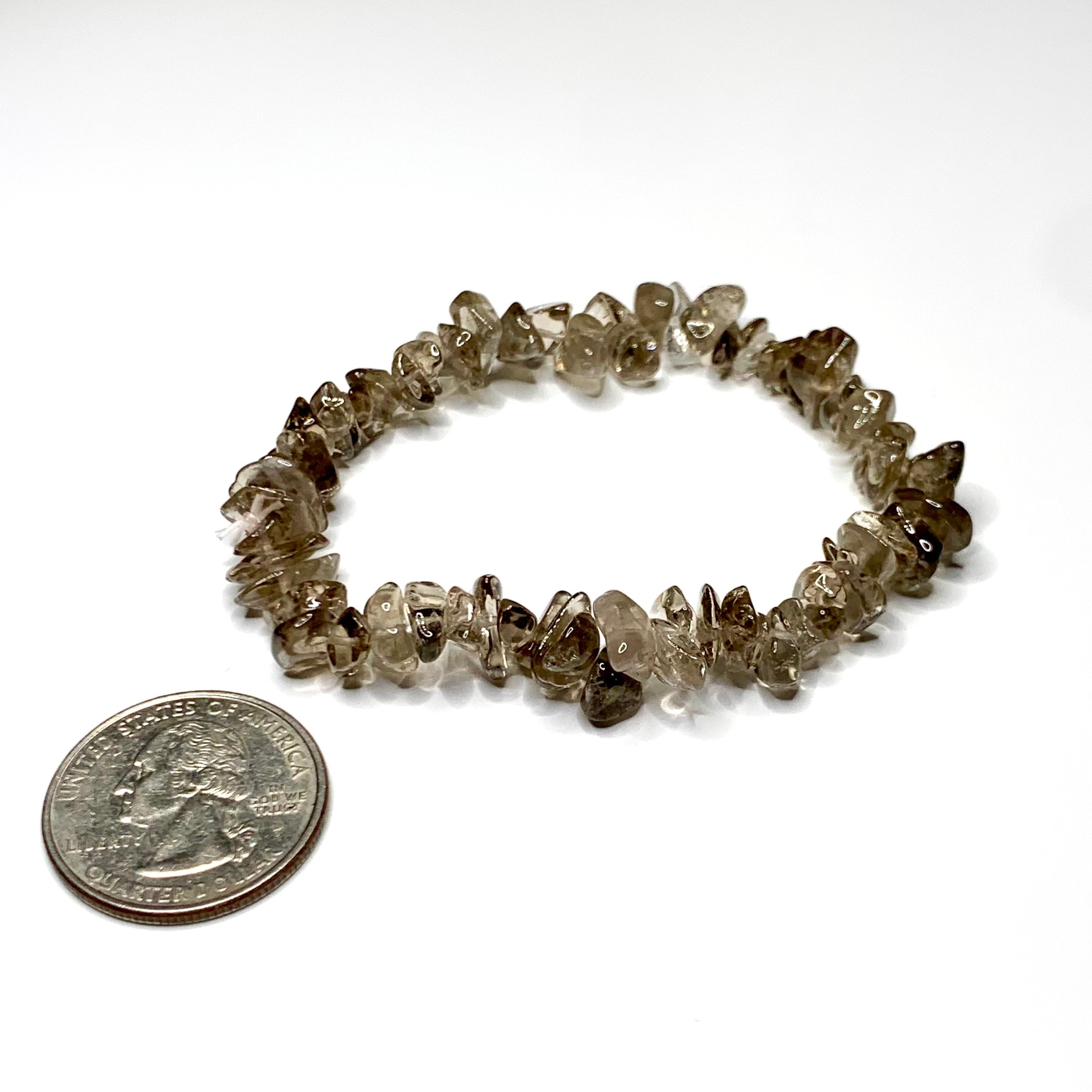 Smoky Quartz Crystal Chips Bracelet: Handmade Gemstone Beaded Bracelet