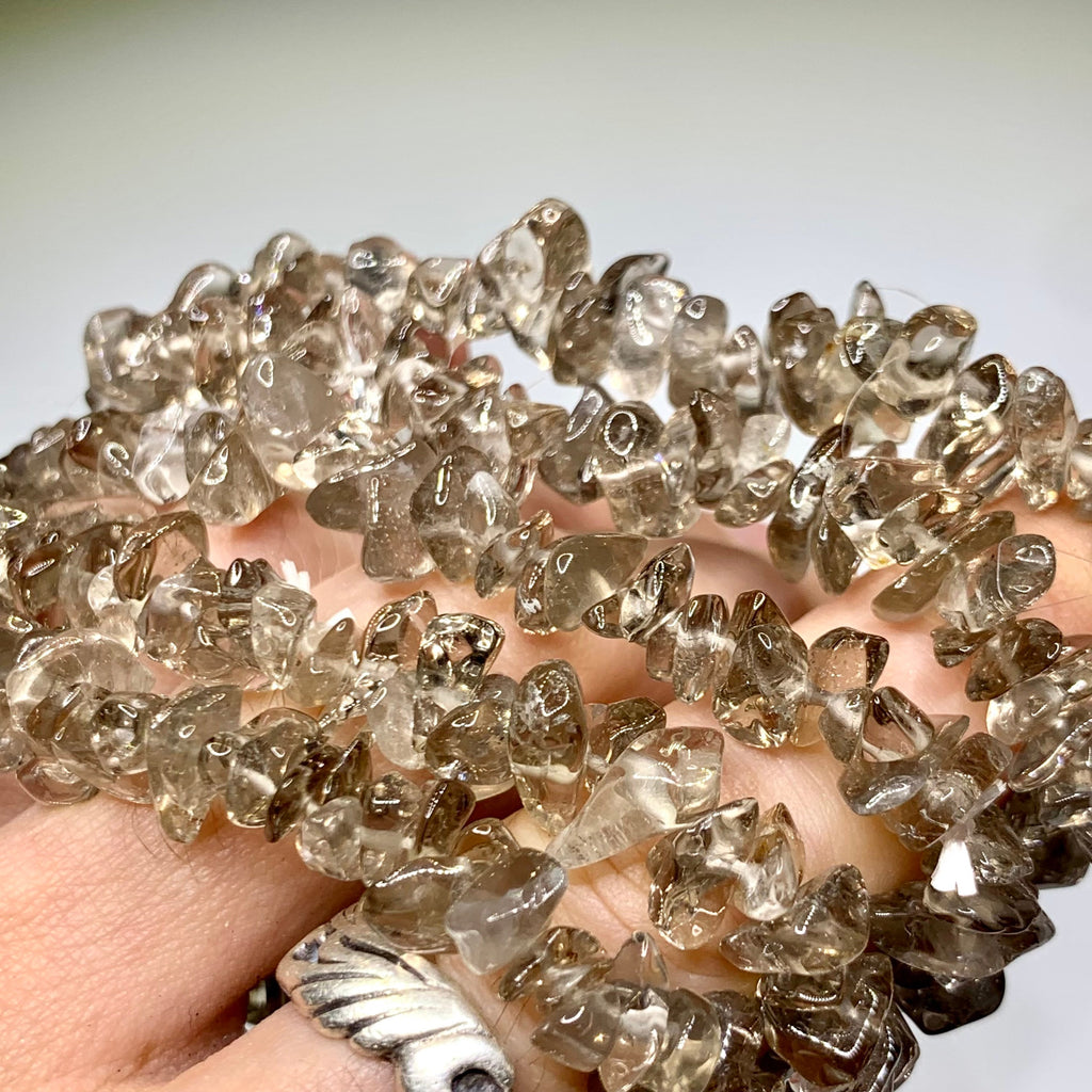 Smoky Quartz Crystal Chips Bracelet: Handmade Gemstone Beaded Bracelet