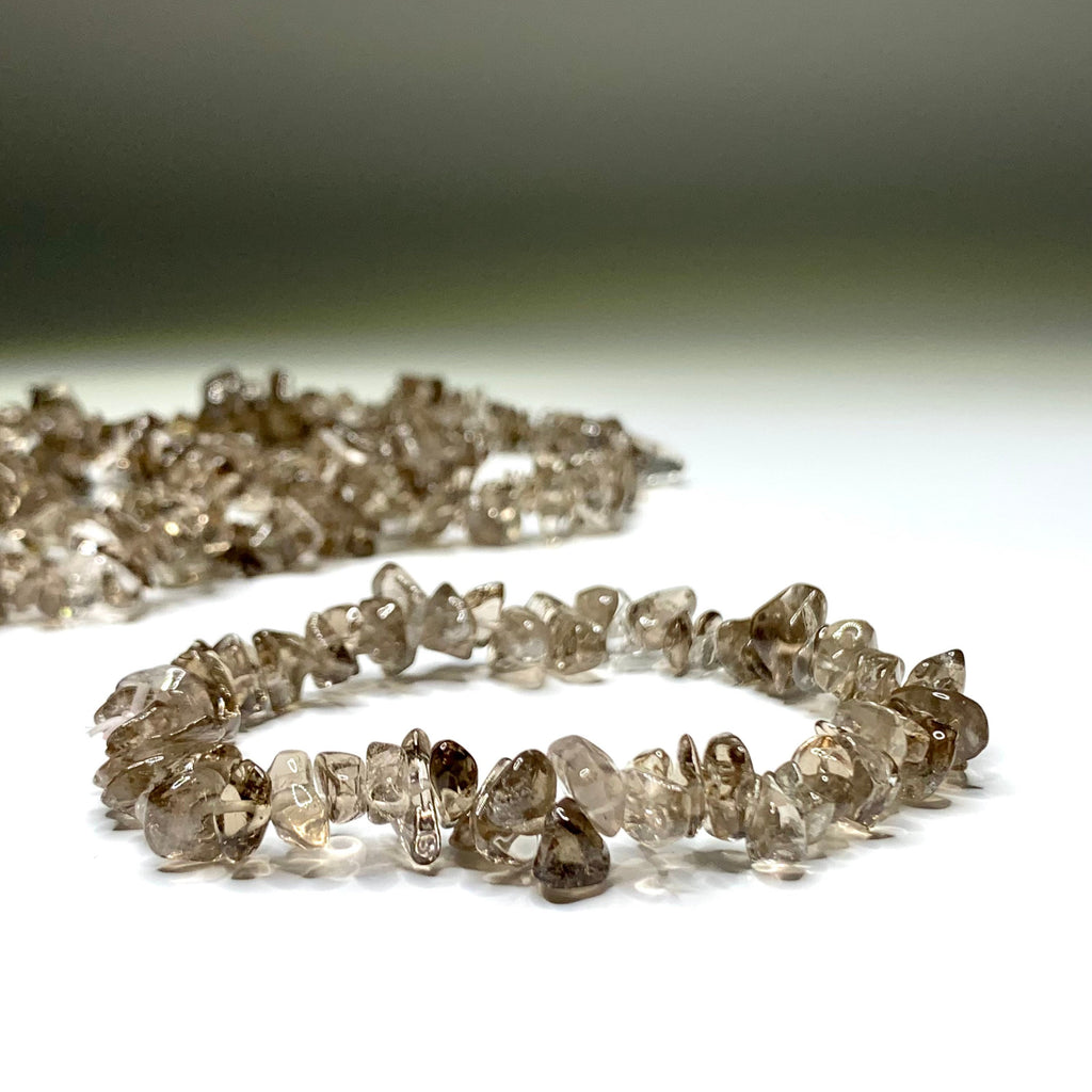 Smoky Quartz Crystal Chips Bracelet: Handmade Gemstone Beaded Bracelet