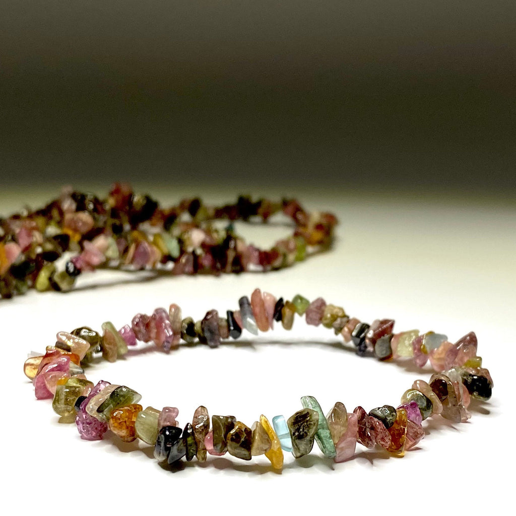 Watermelon Tourmaline Crystal Chips Bracelet