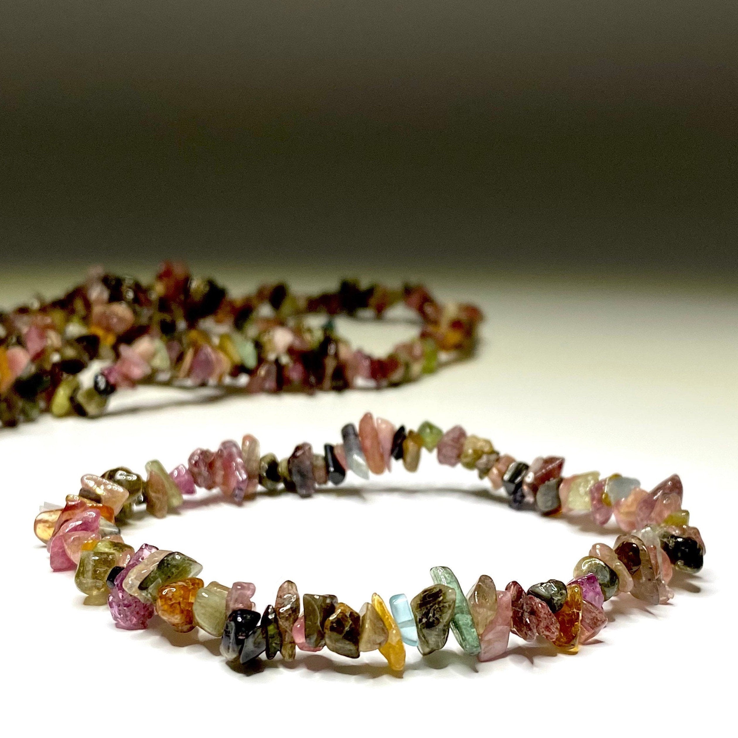 Watermelon Tourmaline Crystal Chips Bracelet