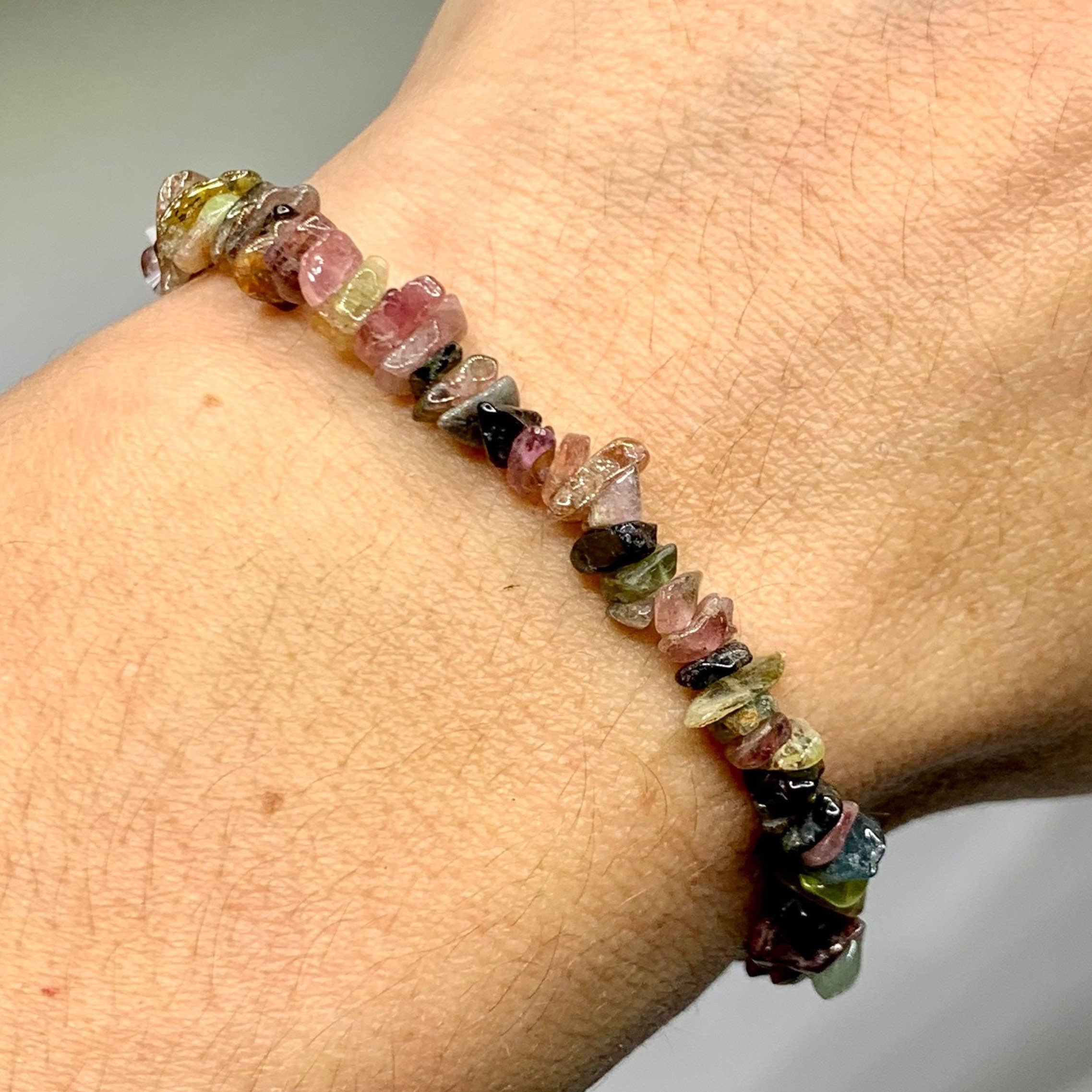 Watermelon Tourmaline Crystal Chips Bracelet