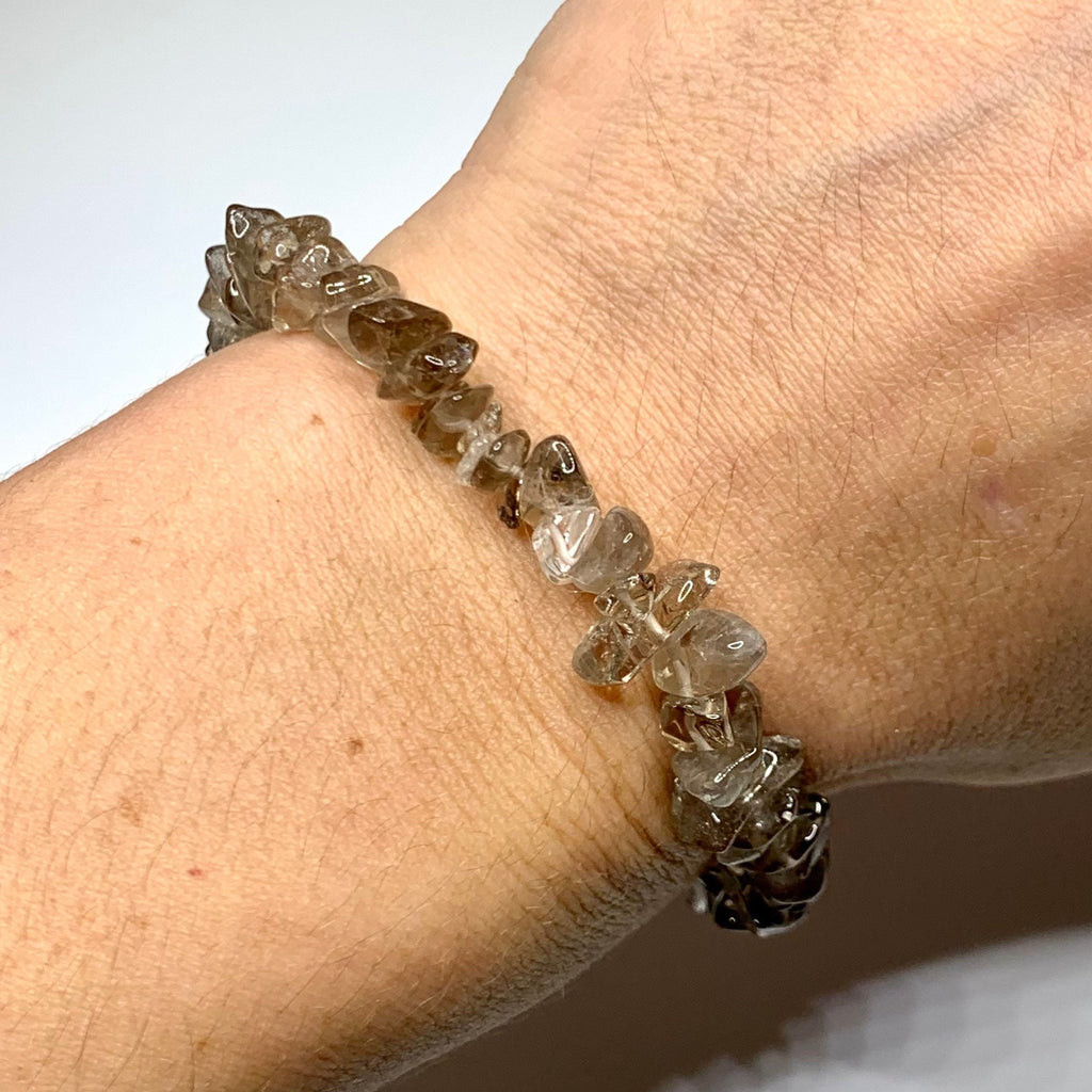 Smoky Quartz Crystal Chips Bracelet: Handmade Gemstone Beaded Bracelet