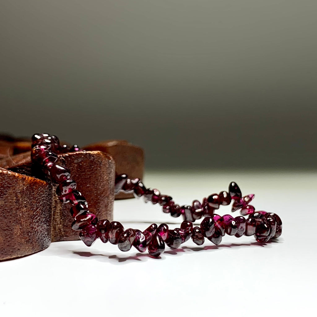 Garnet Crystal Chips Bracelet: Handmade Gemstone Beaded Bracelet