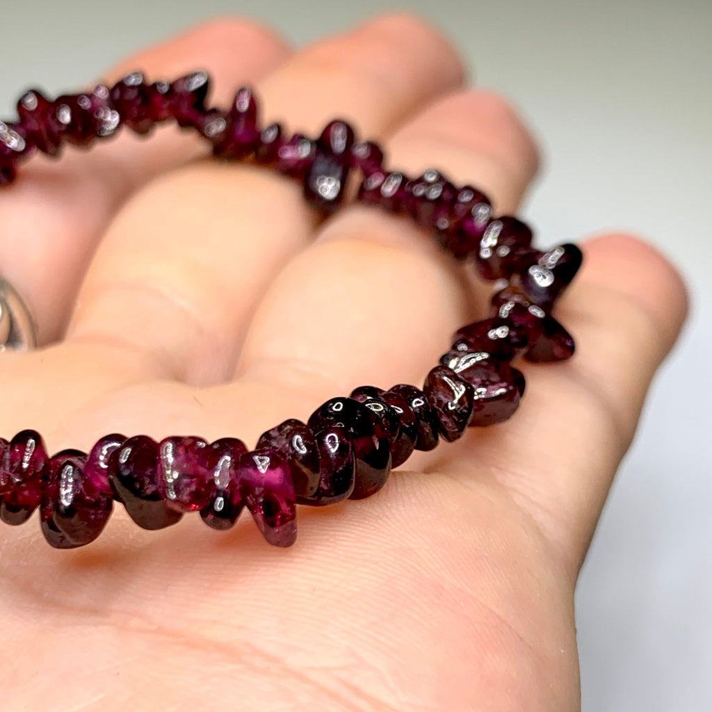 Garnet Crystal Chips Bracelet: Handmade Gemstone Beaded Bracelet