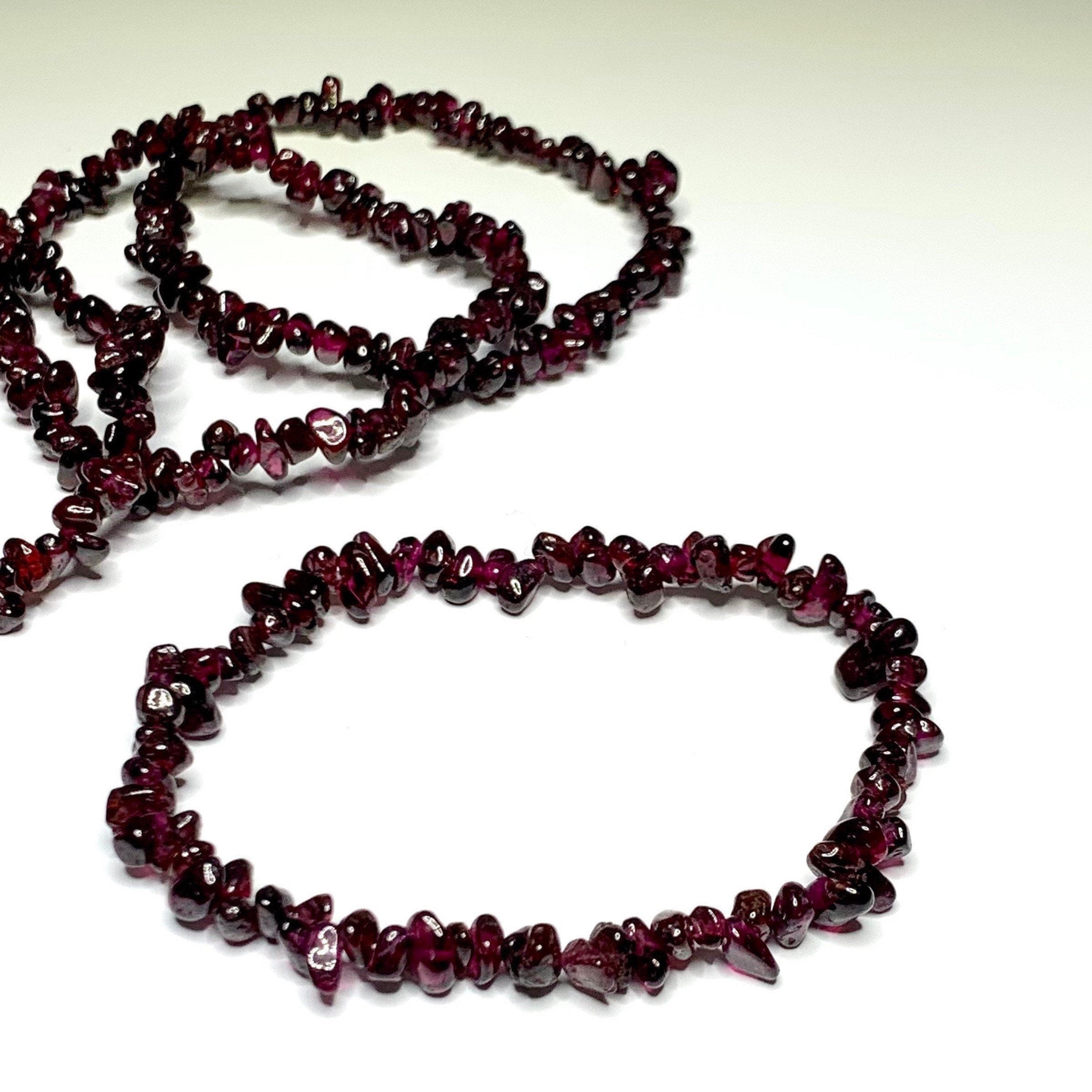 Garnet Crystal Chips Bracelet: Handmade Gemstone Beaded Bracelet