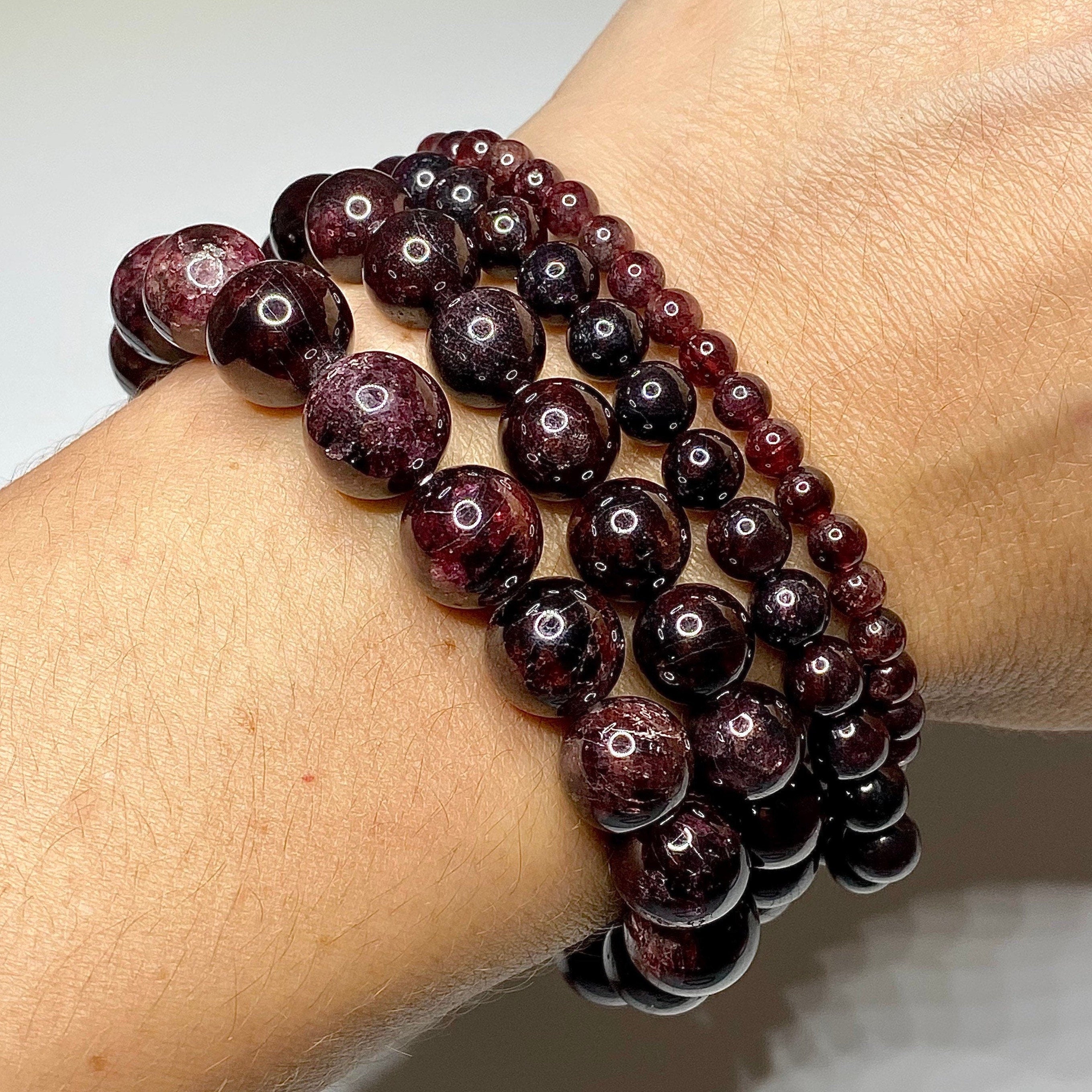 Garnet Crystal Bracelet: Handmade Gemstone Beaded Bracelet - #2