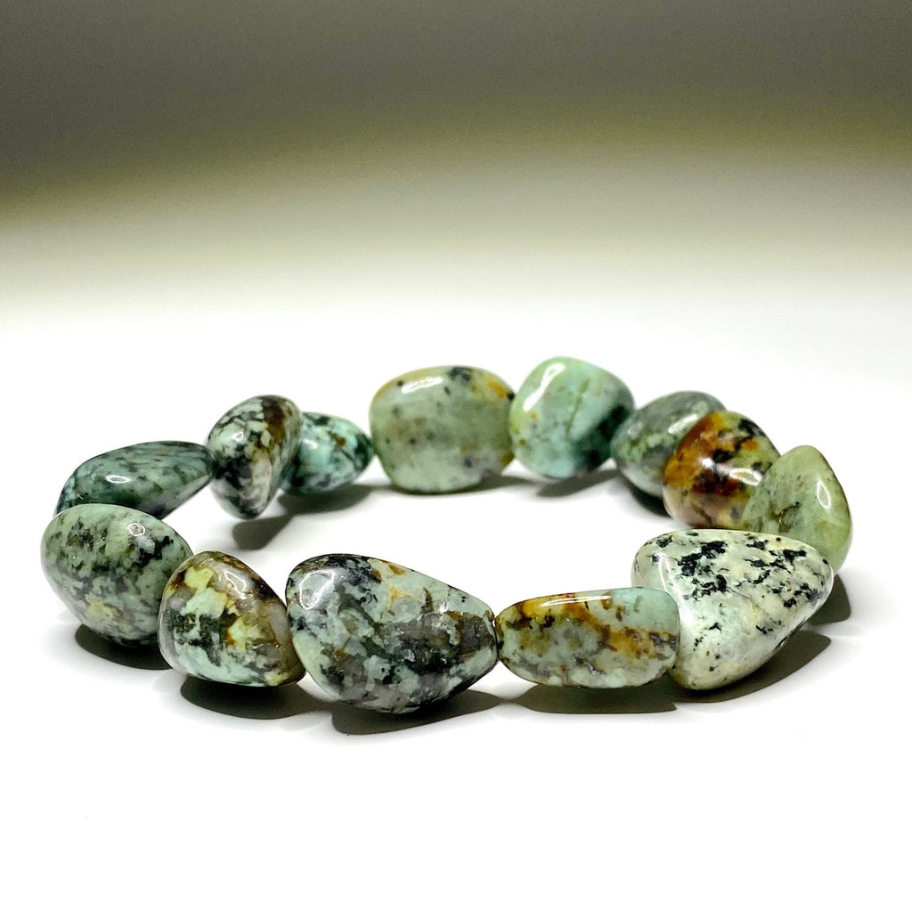 African Turquoise Crystal Bracelet, 8mm Gemstone Beaded Bracelet