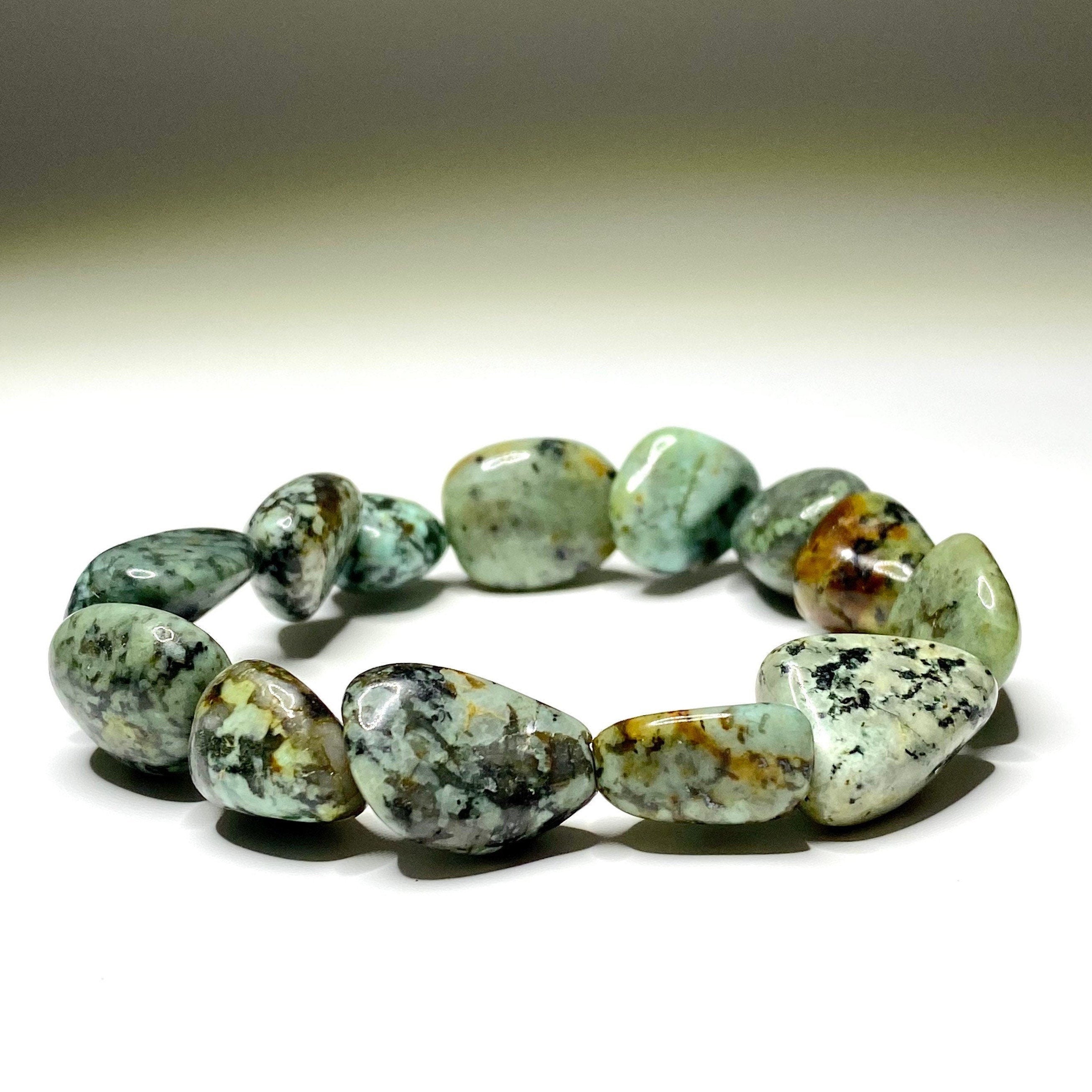 African Turquoise Crystal Bracelet, 8mm Gemstone Beaded Bracelet