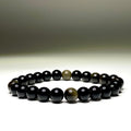 Gold Sheen Obsidian Bracelet: Round Gemstone Beaded Bracelet