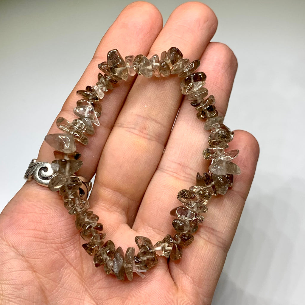 Smoky Quartz Crystal Chips Bracelet: Handmade Gemstone Beaded Bracelet