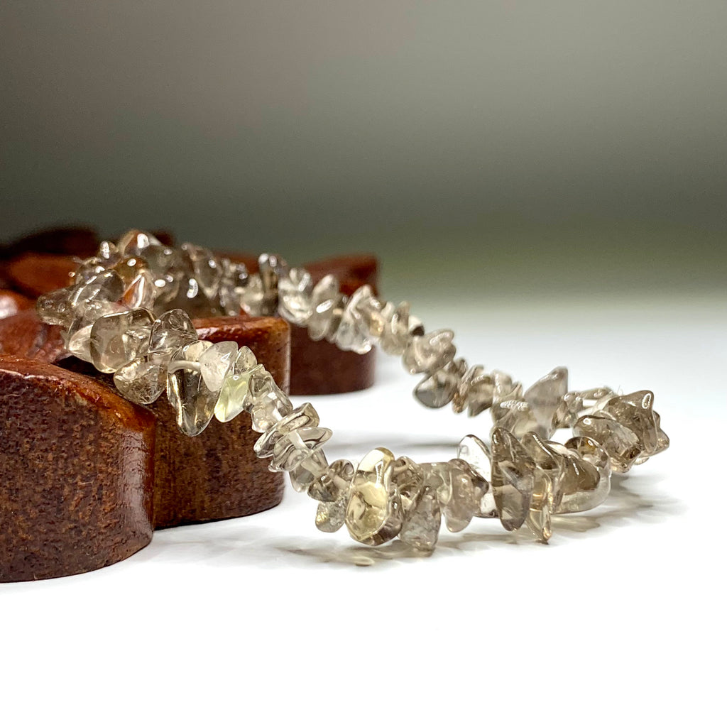 Smoky Quartz Crystal Chips Bracelet: Handmade Gemstone Beaded Bracelet