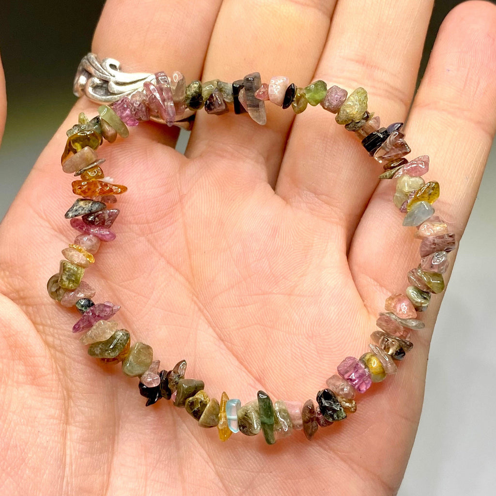 Watermelon Tourmaline Crystal Chips Bracelet