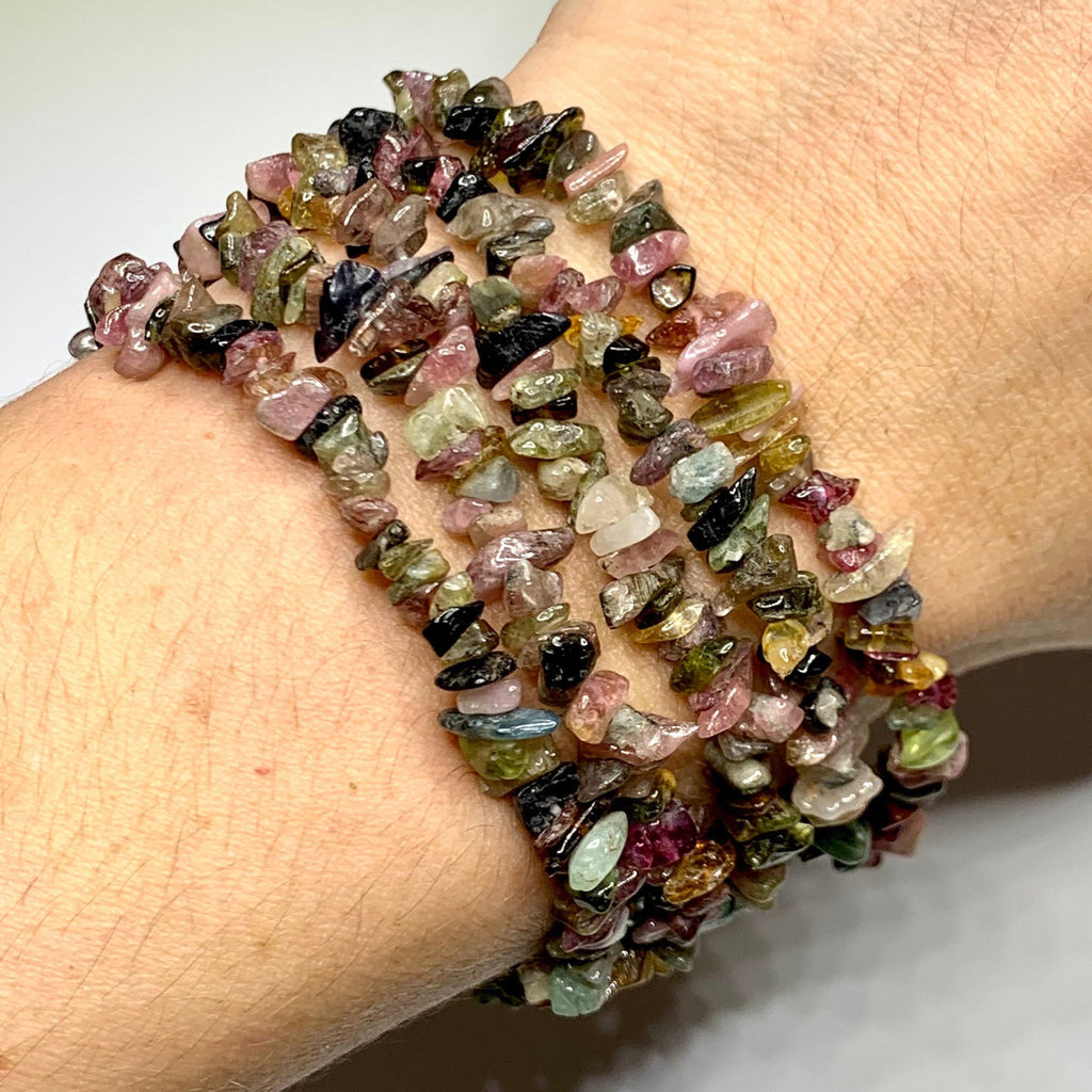 Watermelon Tourmaline Crystal Chips Bracelet