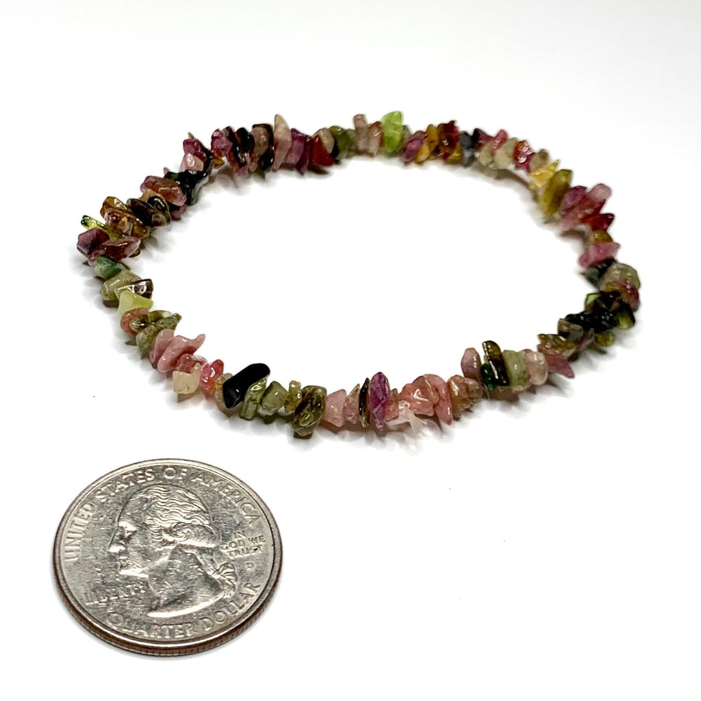Watermelon Tourmaline Crystal Chips Bracelet