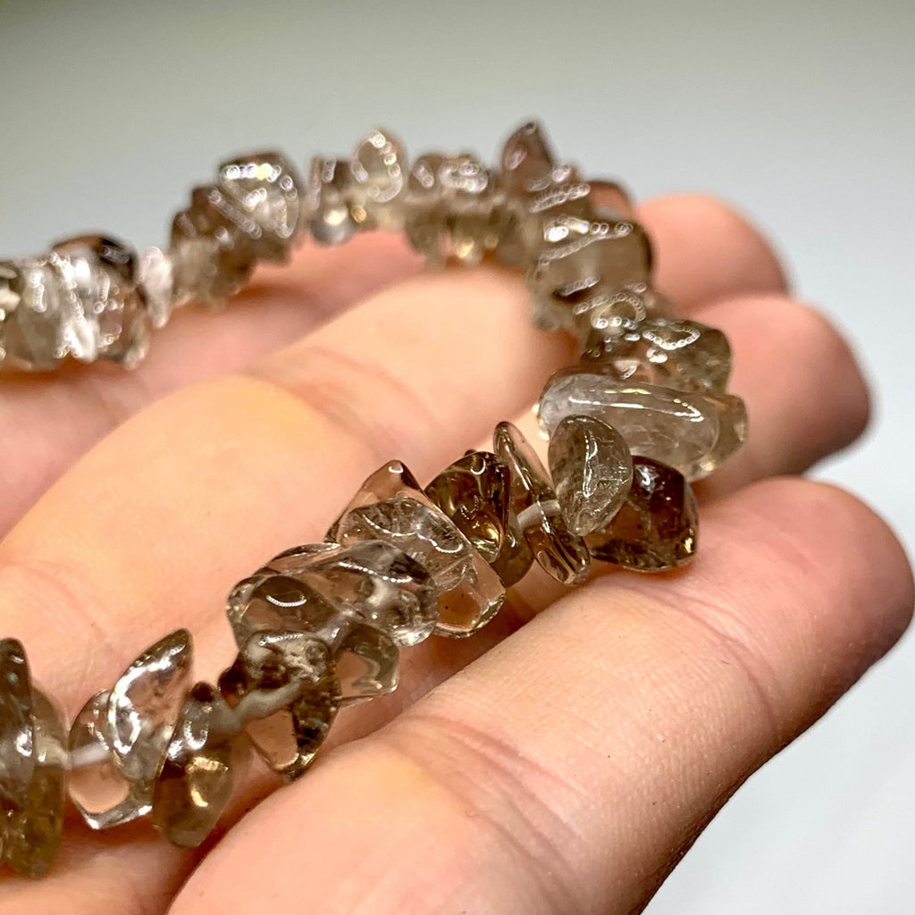 Smoky Quartz Crystal Chips Bracelet: Handmade Gemstone Beaded Bracelet