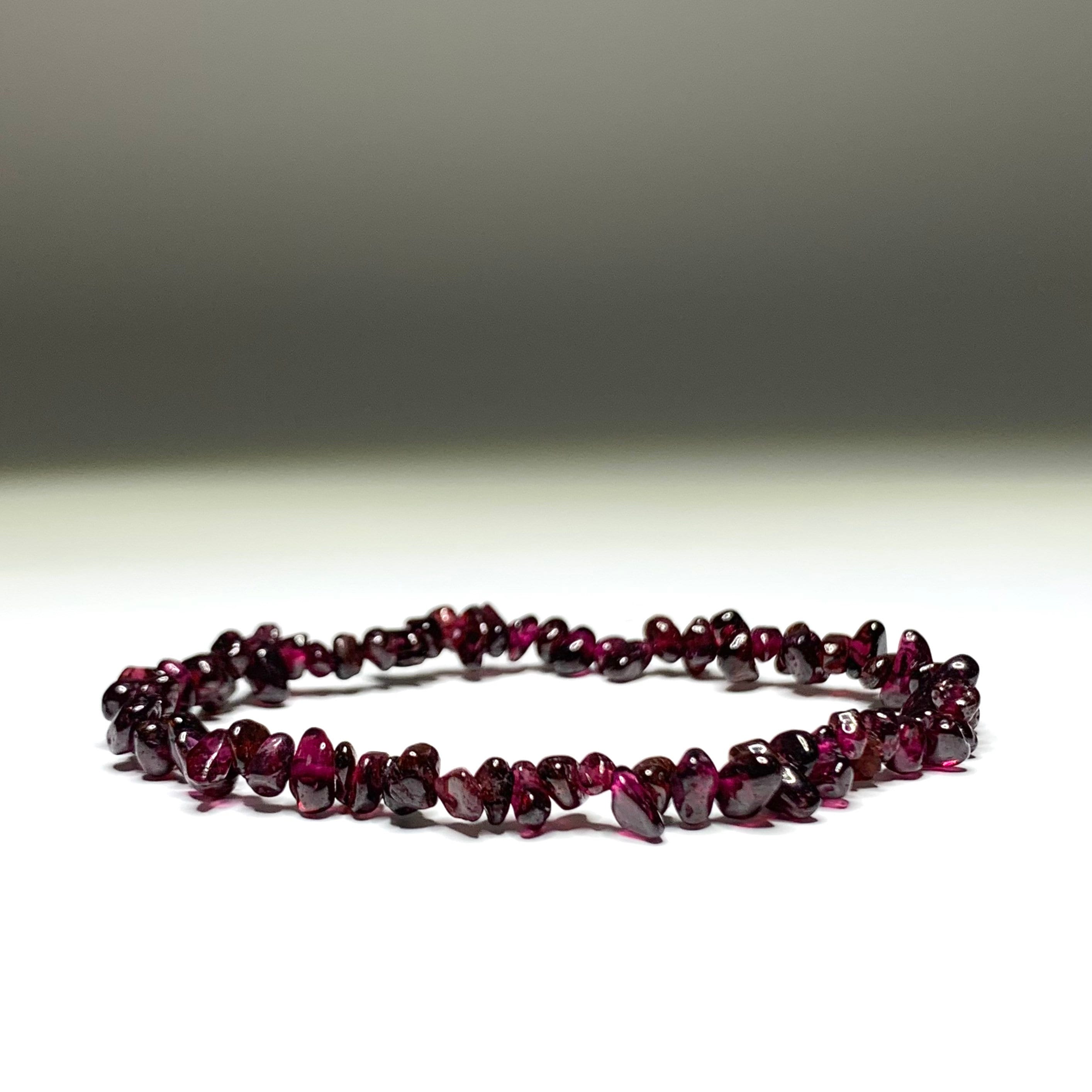 Garnet Crystal Chips Bracelet: Handmade Gemstone Beaded Bracelet