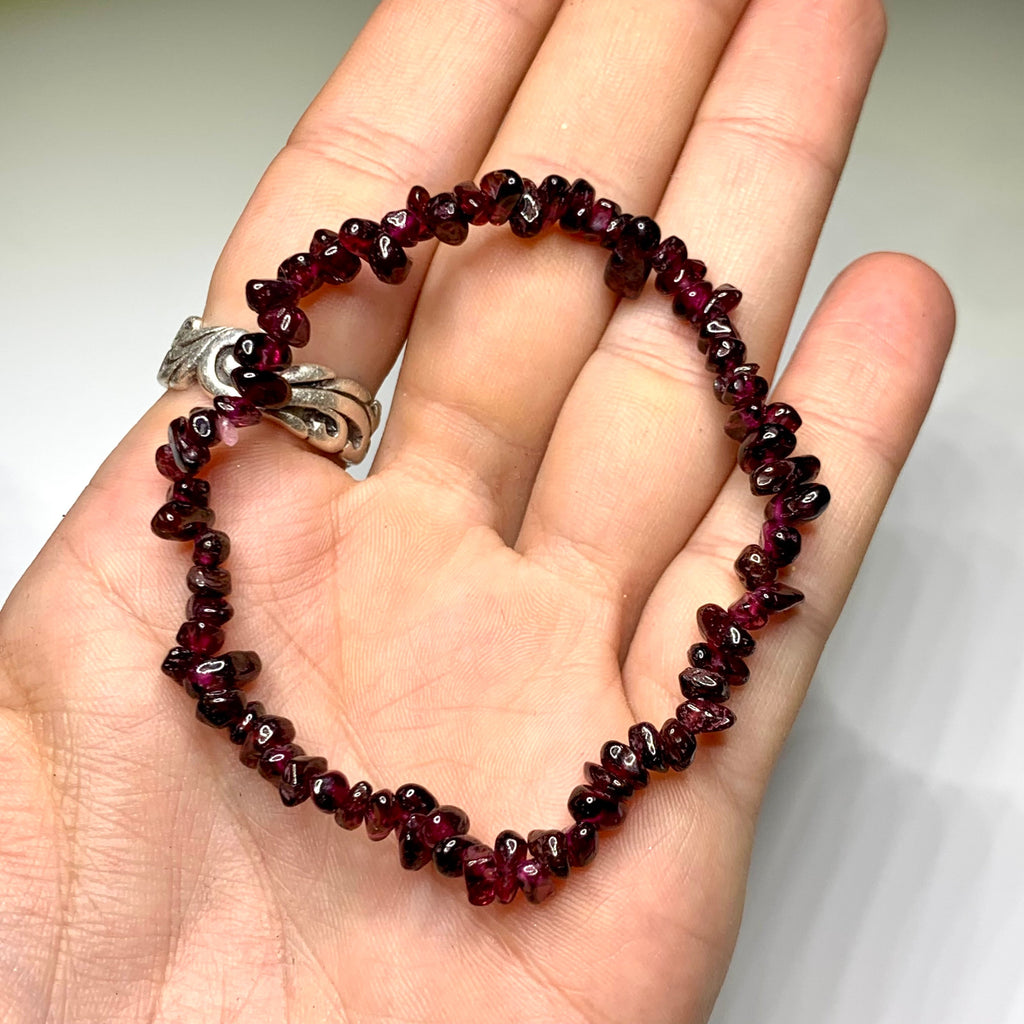 Garnet Crystal Chips Bracelet: Handmade Gemstone Beaded Bracelet