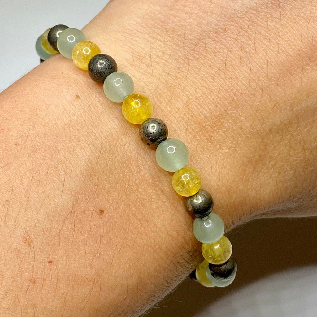 Citrine Pyrite Aventurine Bracelet: Gemstone Beaded Crystal Jewelry