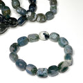 Moss Agate Jelly Bean Bracelet: Tumbled Gemstone Beaded Bracelet