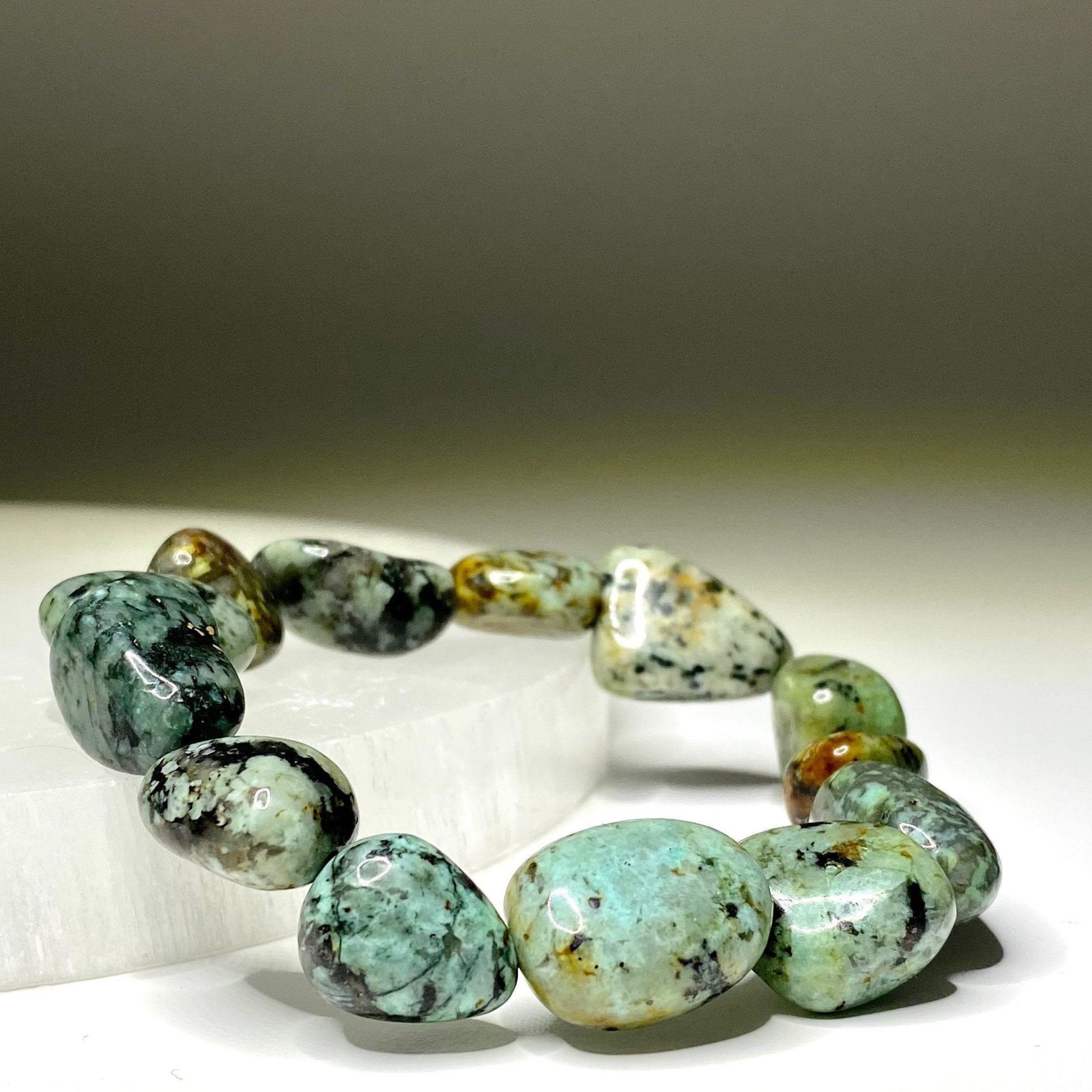 African Turquoise Crystal Bracelet, 8mm Gemstone Beaded Bracelet