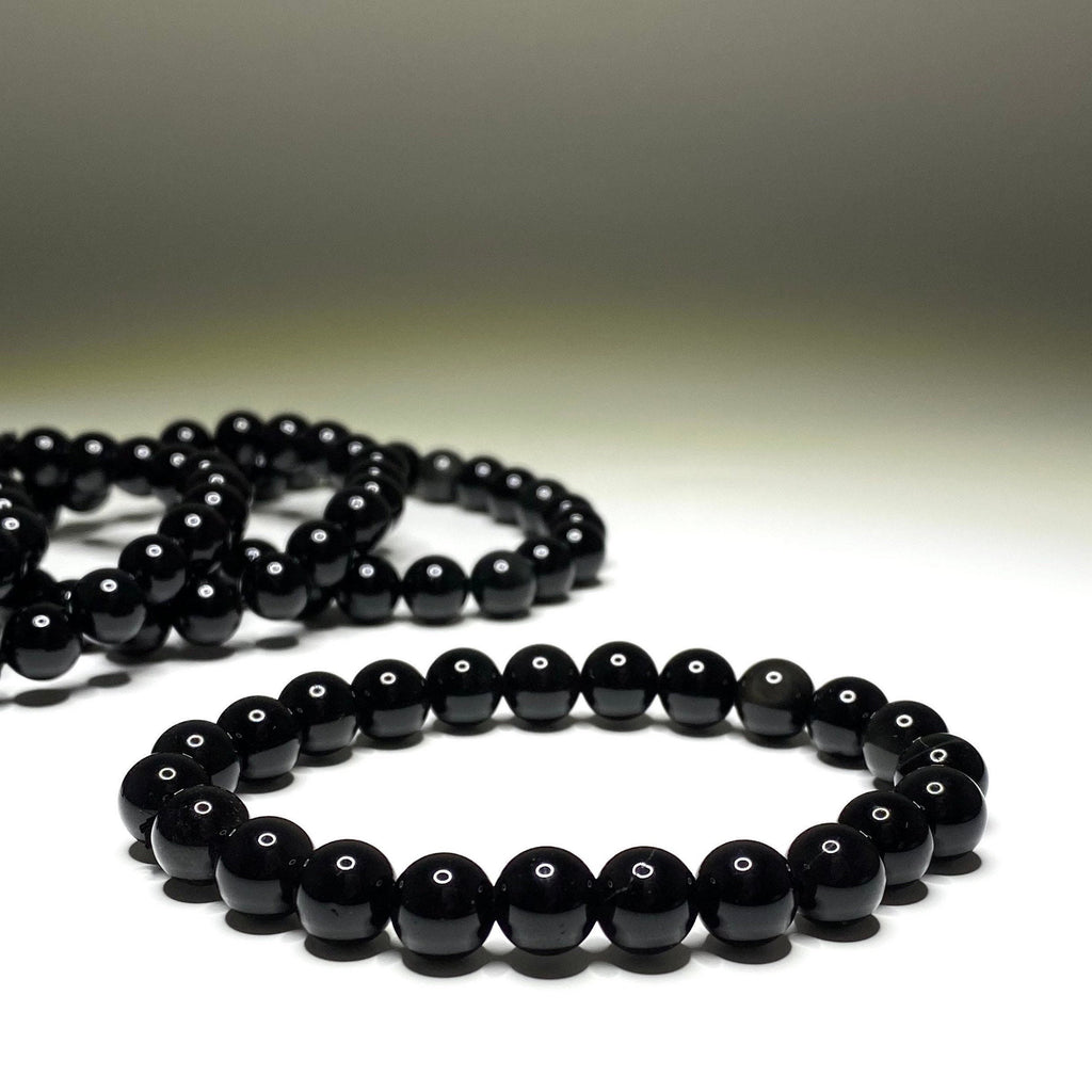 Black Obsidian Crystal Bracelet, Handmade Gemstone Beaded Bracelet